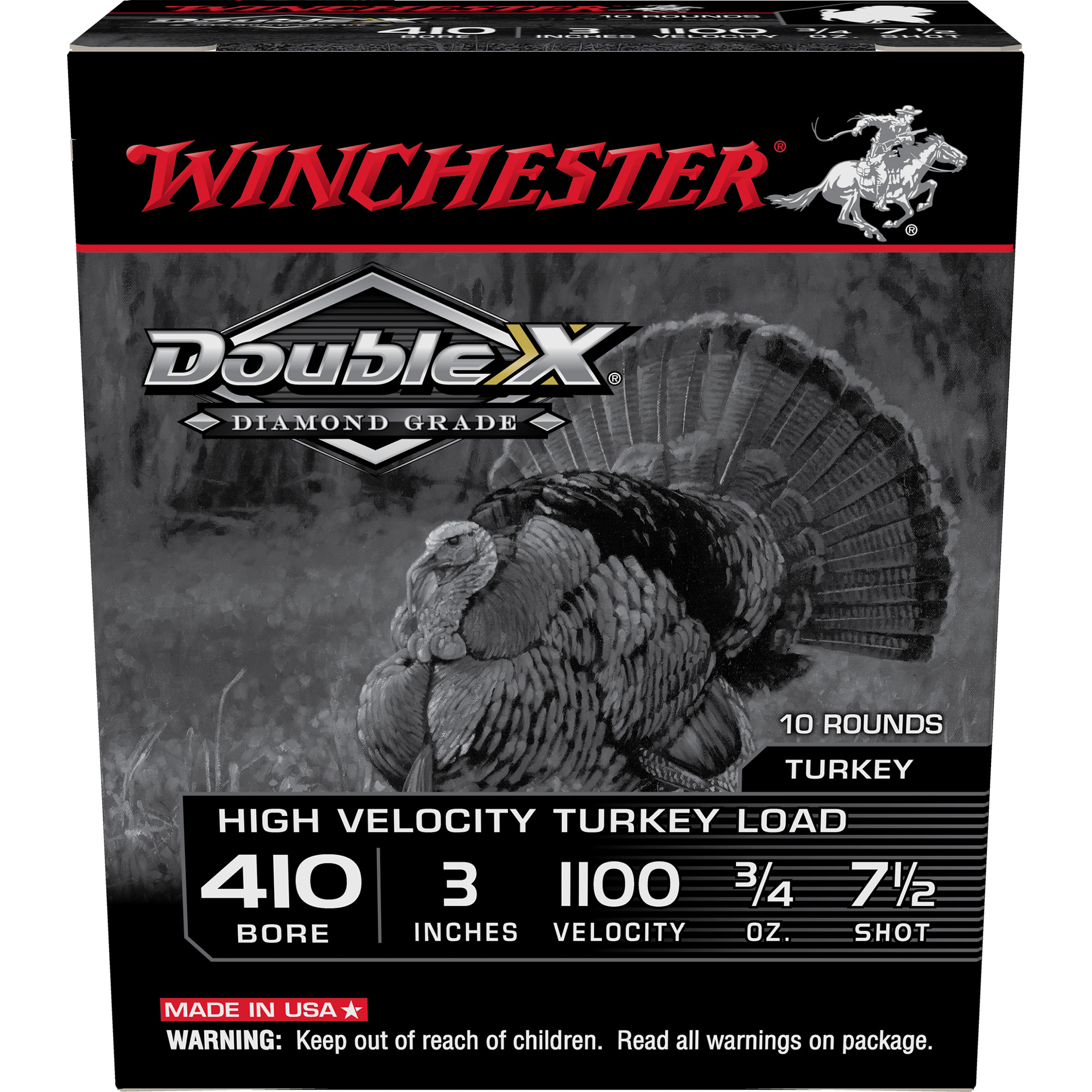 Winchester Ammo STH4137 Double X Diamond Grade 410Gauge 3” 3/4oz 7.5Shot 10 Per Box/10 Case for Turkey