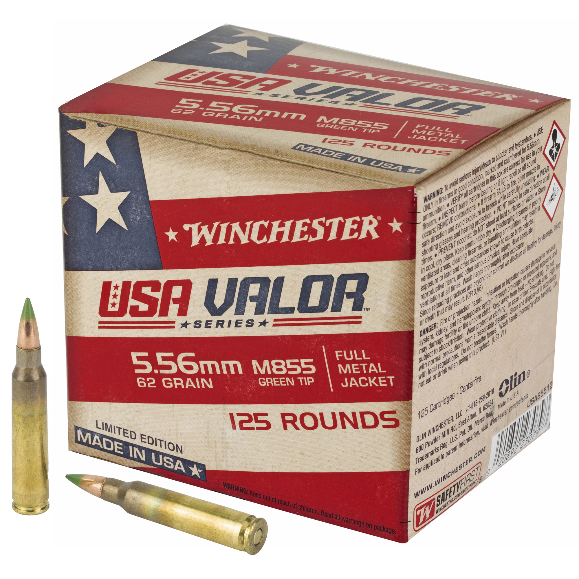 Winchester Valor 5.56 NATO 62 gr Full Metal Jacket Green Tip