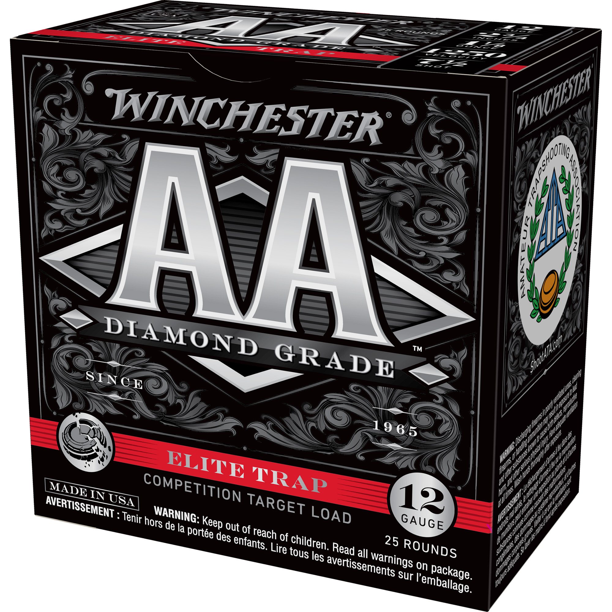 Winchester Ammo AADGHA127 AA Diamond Grade Elite Trap 12Gauge 2.75” 1 1/8oz 7.5Shot 25 Per Box/10 Case
