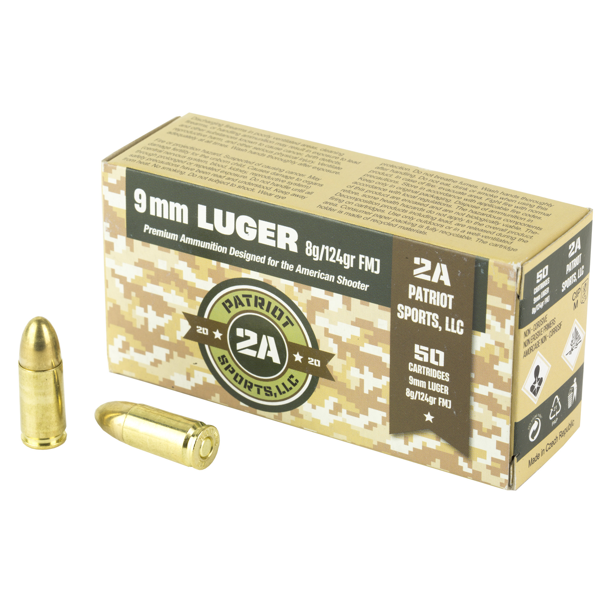 PATRIOT SPORTS 9MM 124GR FMJ 50