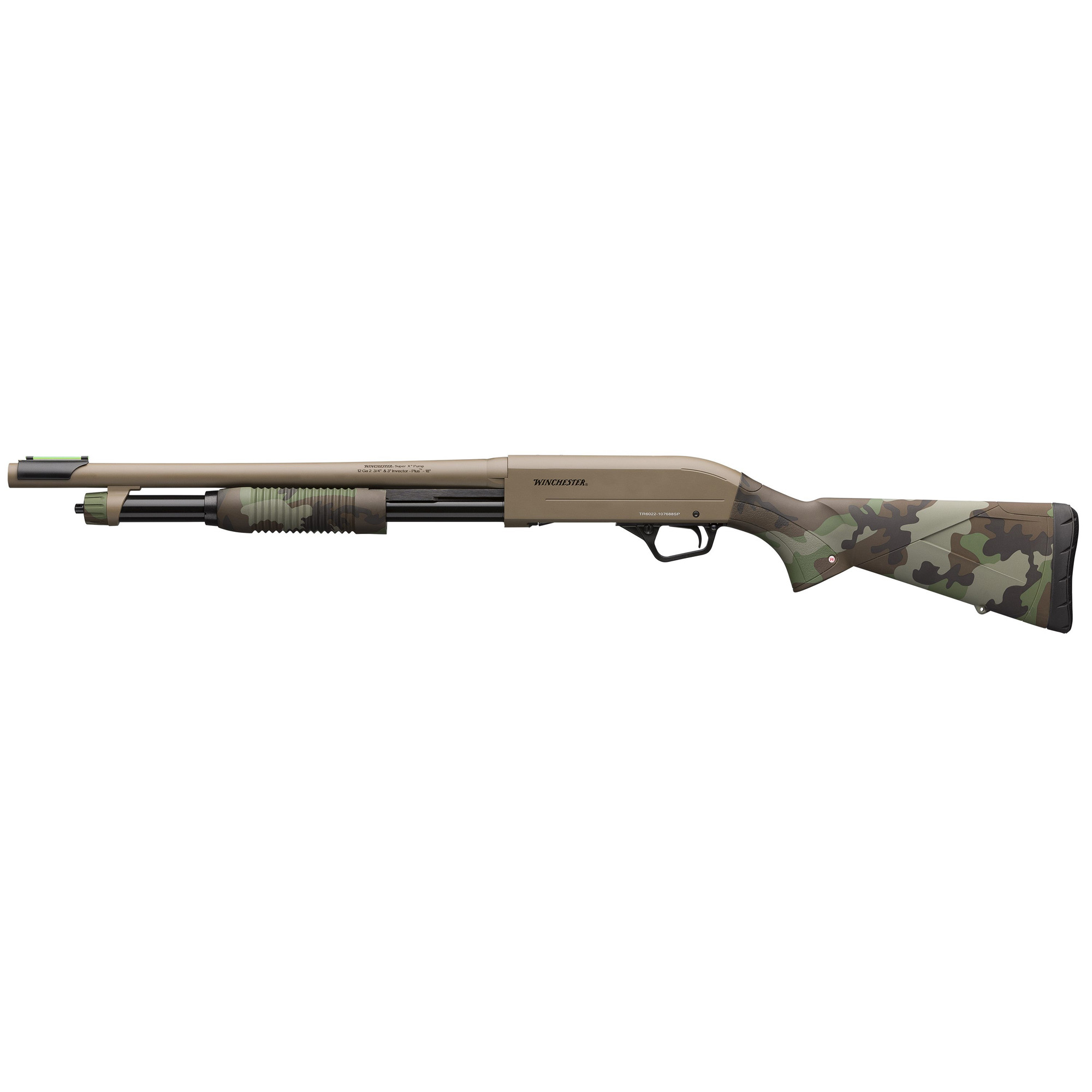 Winchester Repeating Arms 512435395 SXP Defender 12 Gauge 3” 5+1 (2.75”) 18” Barrel, FDE Drilled & Tapped Rec, Woodland Camo Textured Stock, Tactical Ribbed Forearm, Inflex Recoil Pad