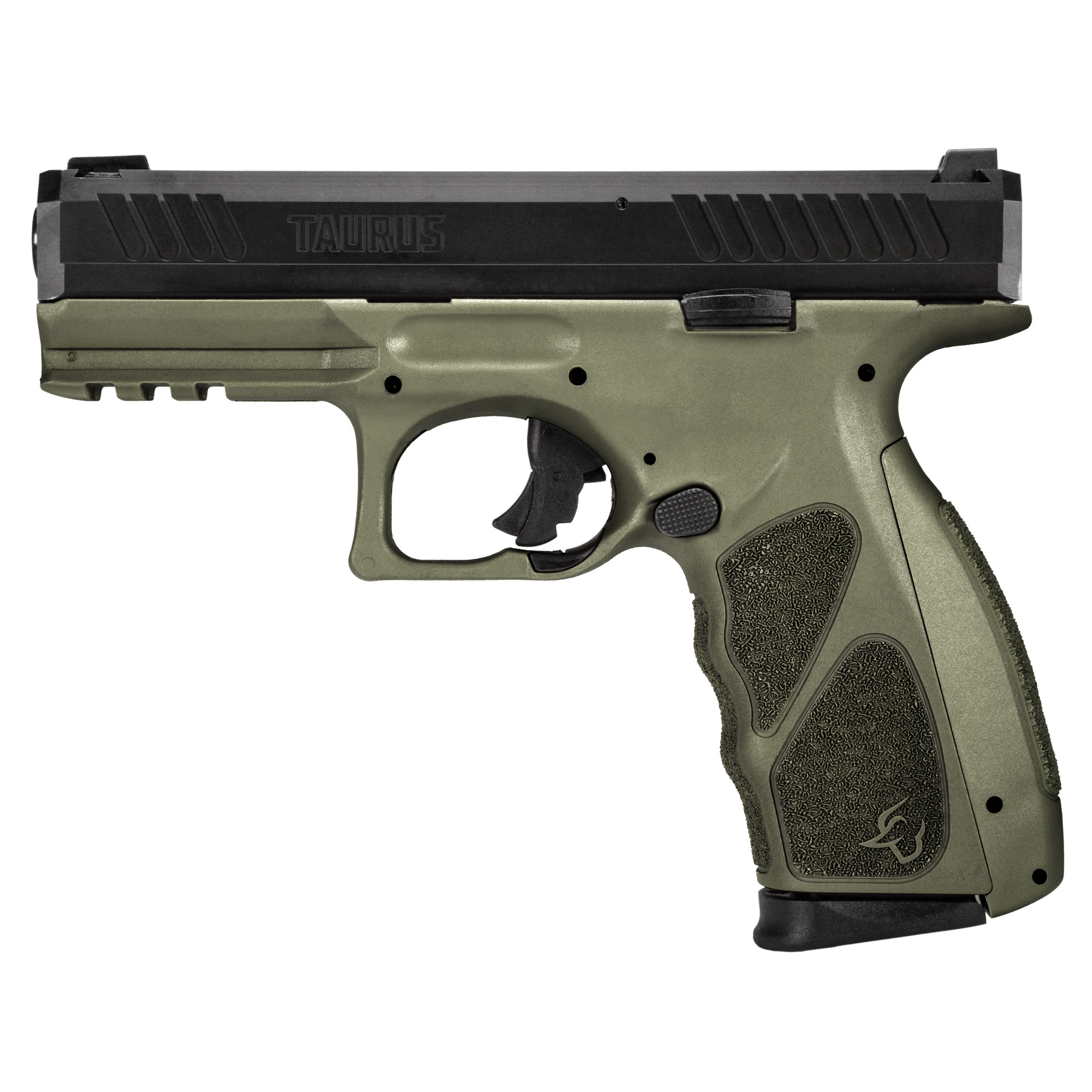 Taurus 1TS9SR041O TS9 Full Size 9mm Luger 17+1 4” Matte Black Steel Barrel, Matte Black Serrated Slide, OD Green Polymer Frame w/Picatinny Rail w/OD Green Polymer Grip W/Interchangeable Backstraps