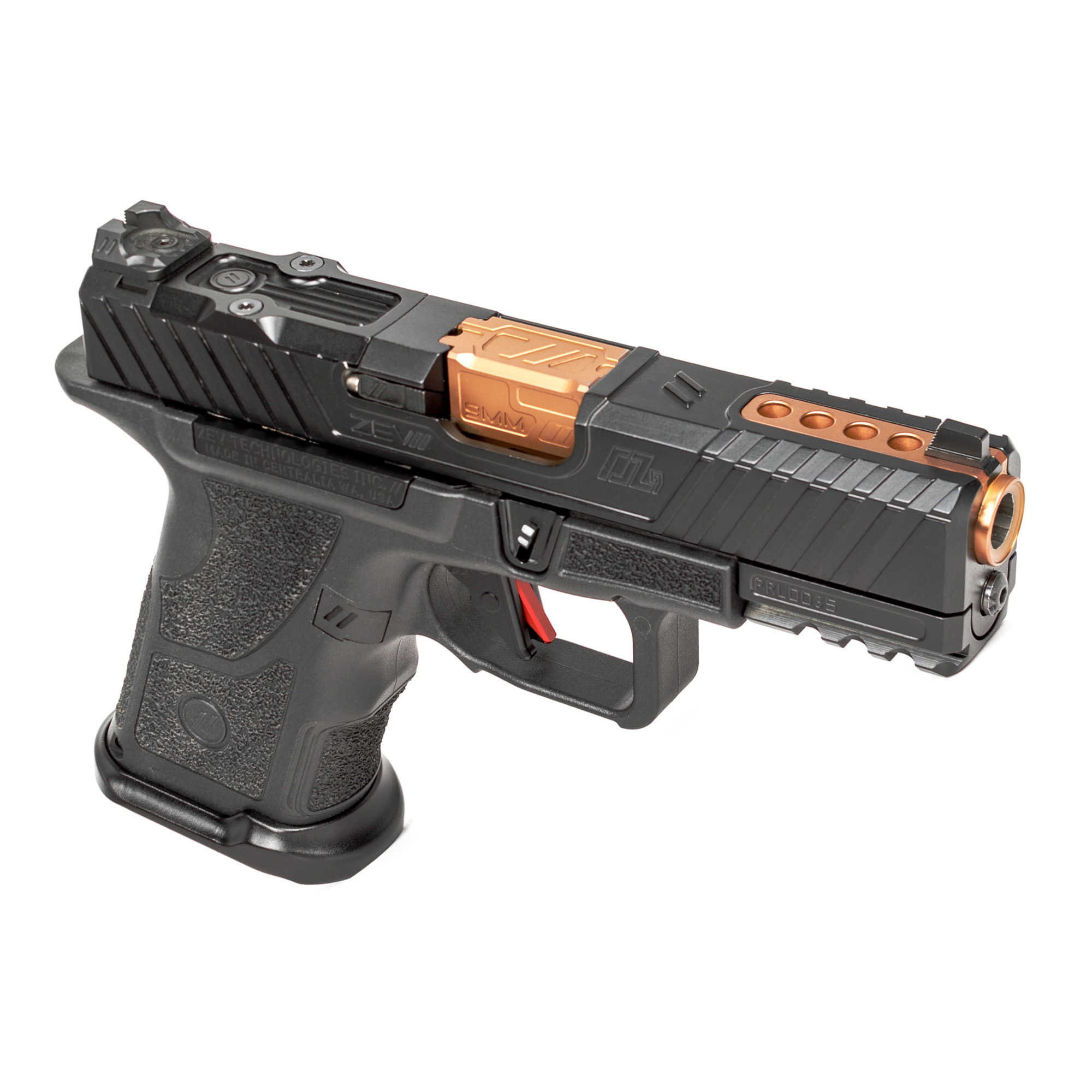 ZEV OZ9 Hyper-Comp Hybrid 9mm Compact Pistol 15+1 Black Polymer Grip Bronze Barrel