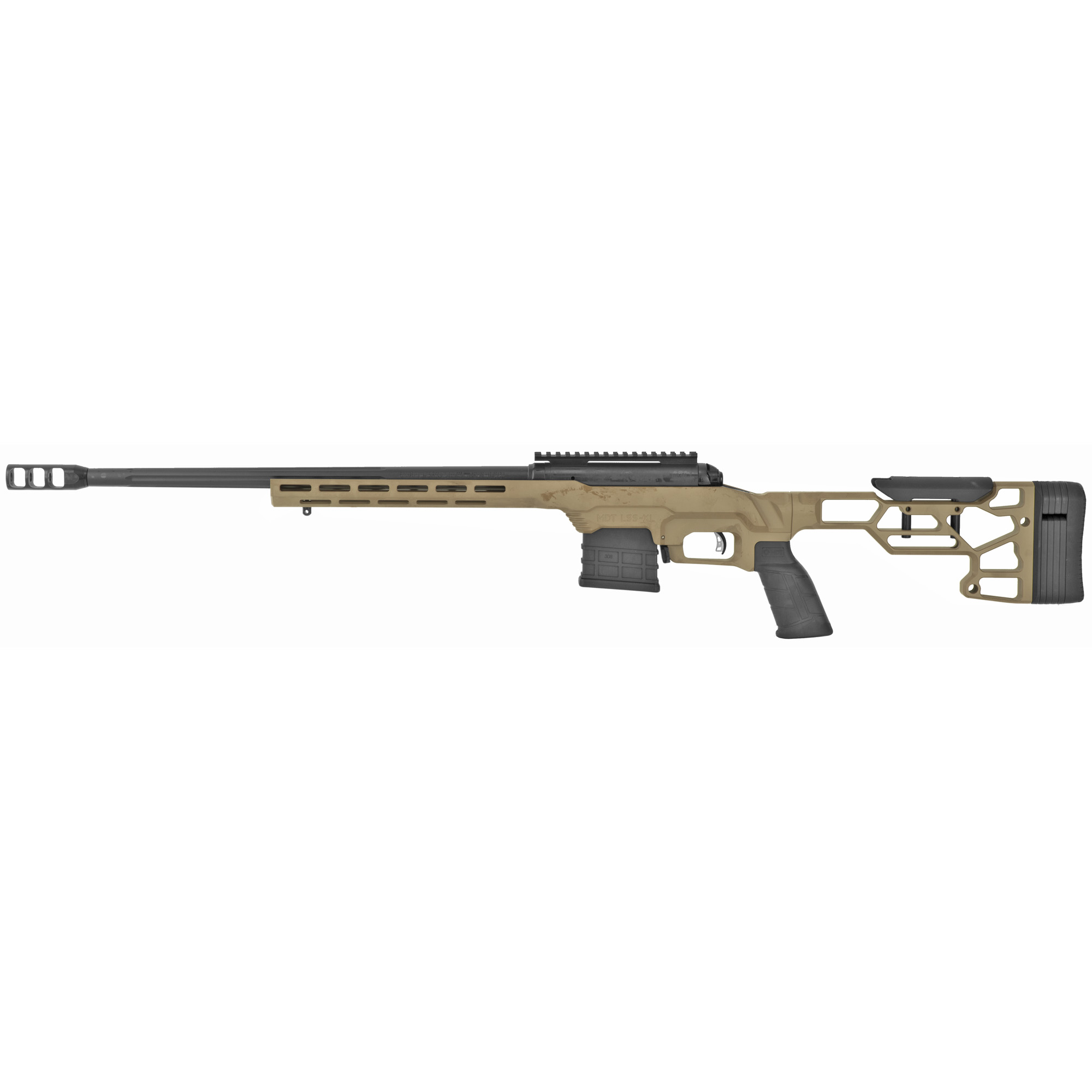 Savage Arms 57563 110 Precision 308 Win 10+1 20”, Matte Black Rec/Barrel, Flat Dark Earth Cerakote MDT LSS XL Chassis, Polymer Grip
