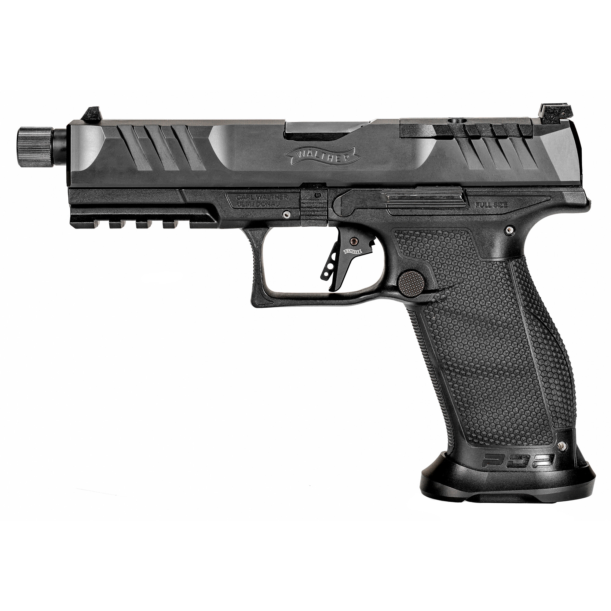 Walther Arms 2858142 PDP Pro SD 9mm Luger 10+1 5.10” Threaded Barrel, Black, Optic Cut/Serrated Slide, Polymer Frame with Pic. Rail, Performance Duty Grip, Flared Magwell