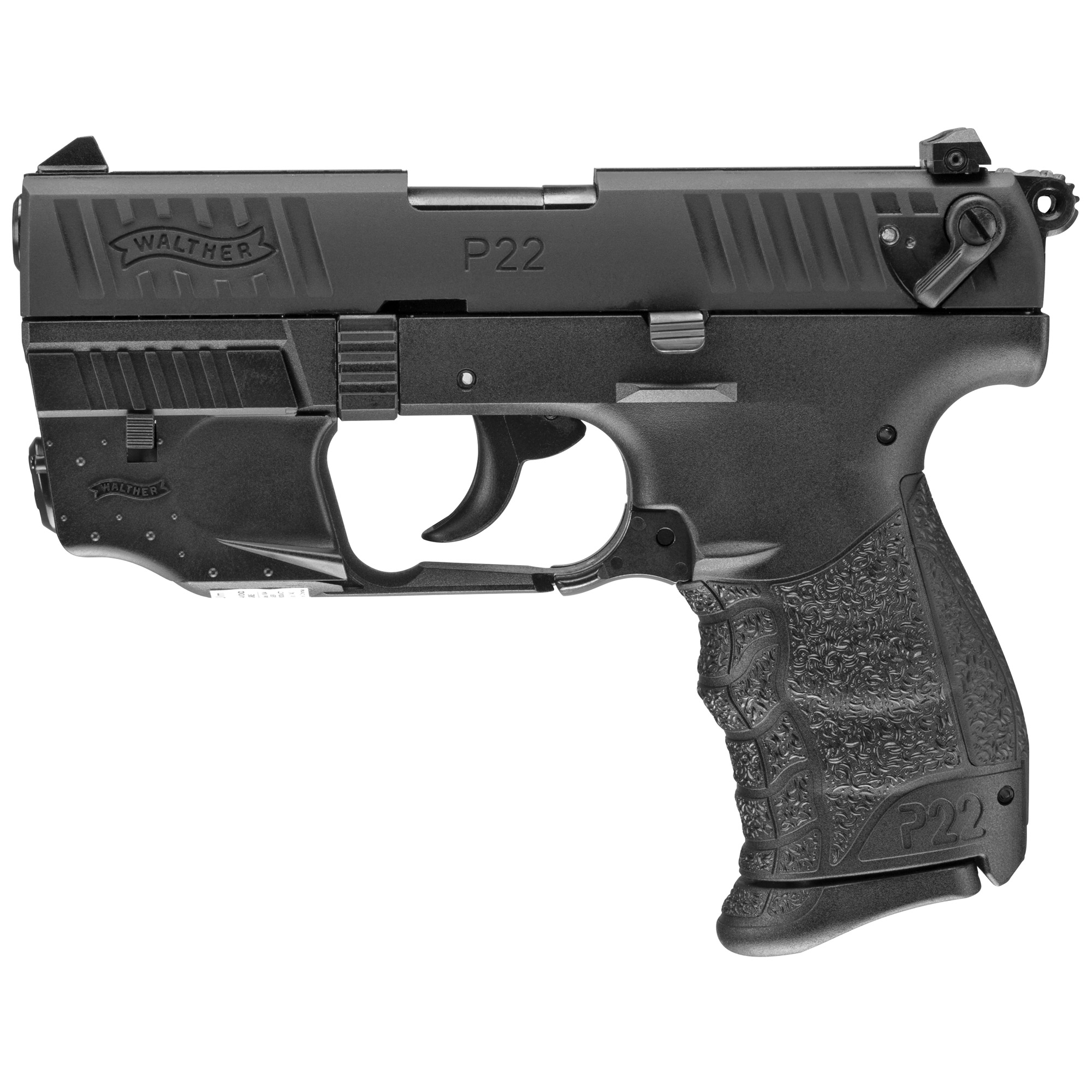 Walther Arms 5120729 P22 Q 22 LR 10+1 3.42” Steel/Threaded Barrel, Black Serrated/Steel Slide, Black Polymer Frame w/Laser, Black Interchangeable Backstrap Grips