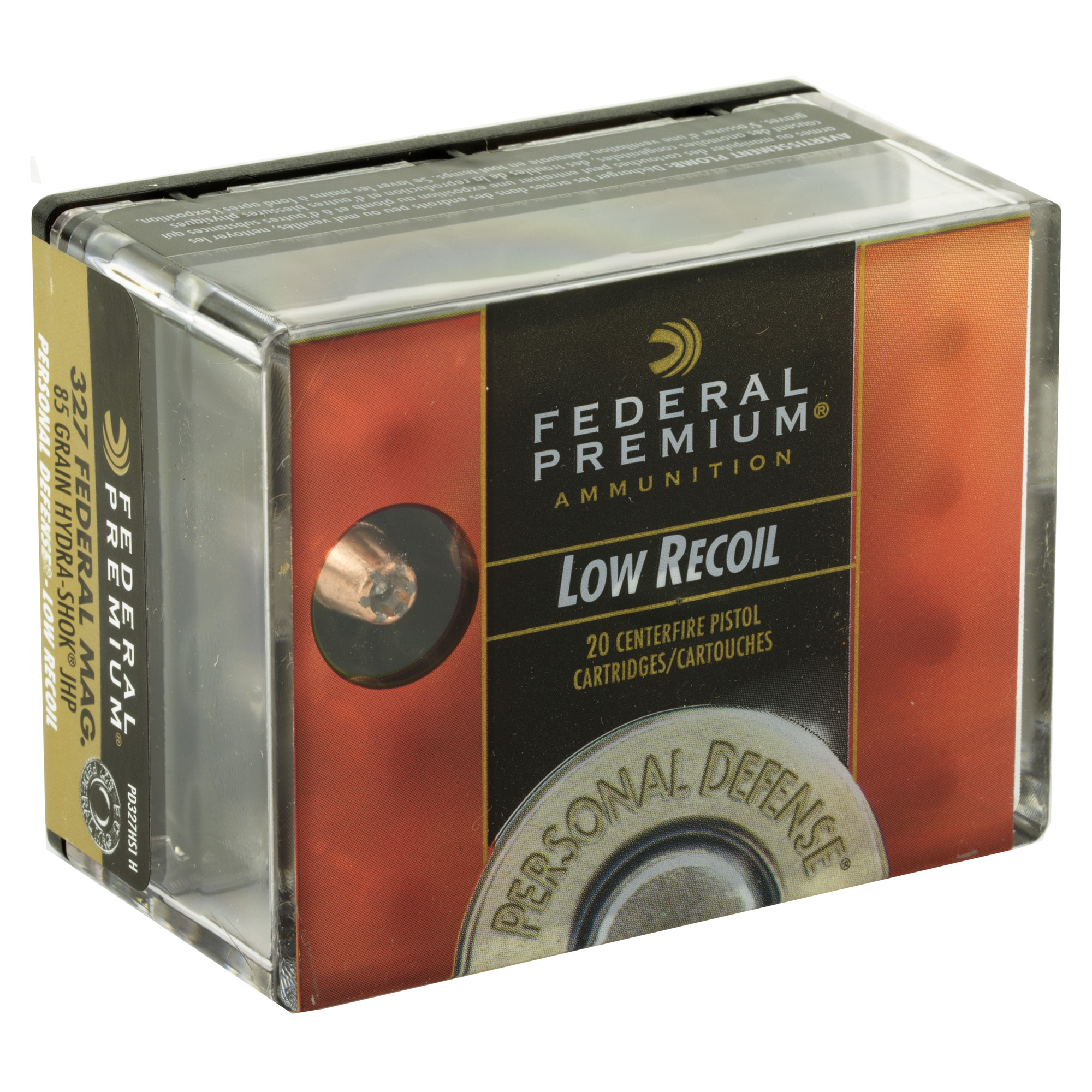 Federal PD327HS1H Premium Personal Defense 327 Federal Mag 85 gr Hydra-Shok Jacketed Hollow Point 20 Per Box/10 Cs