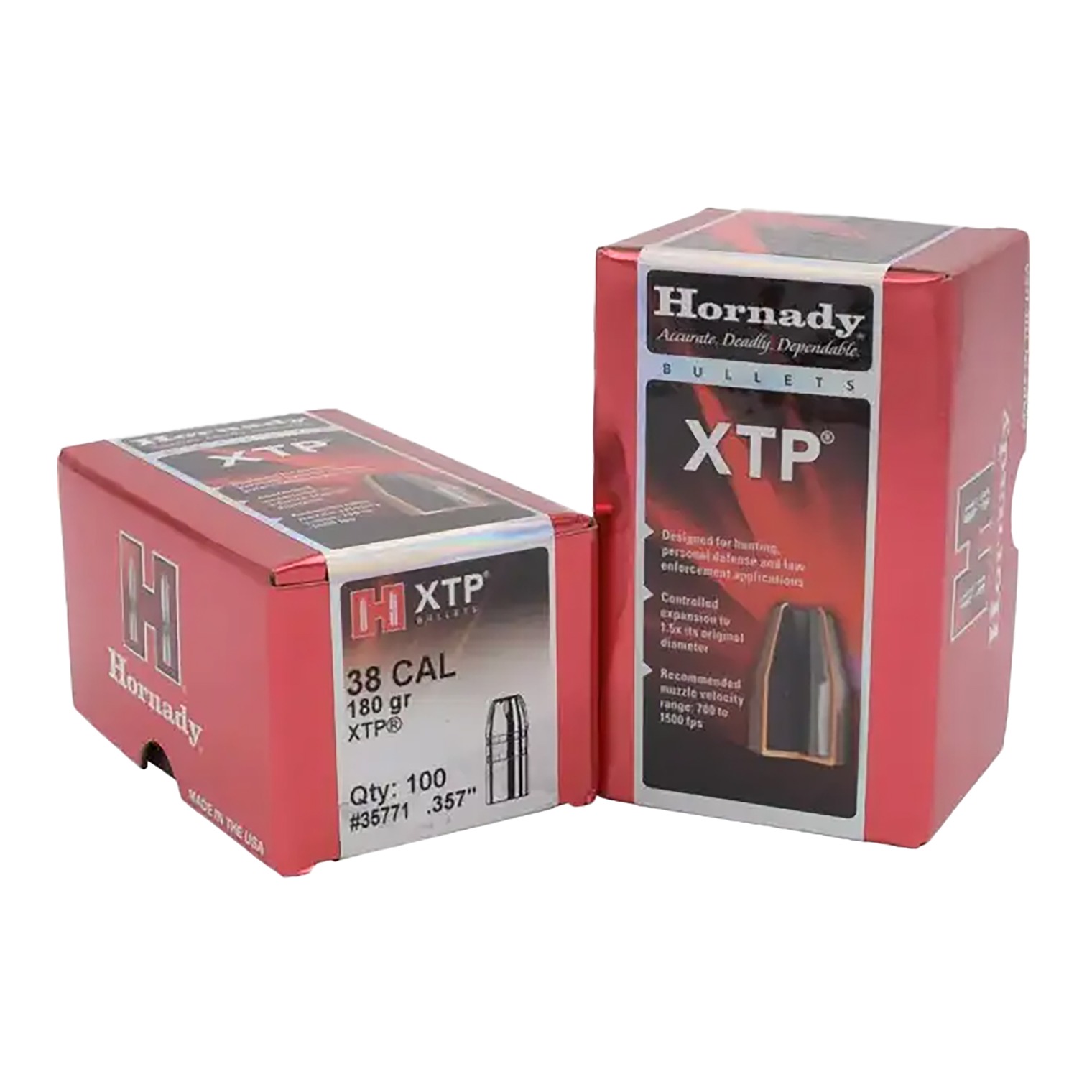 Hornady 35771 XTP 38Cal .357 180gr 100 Per Box/15 Case
