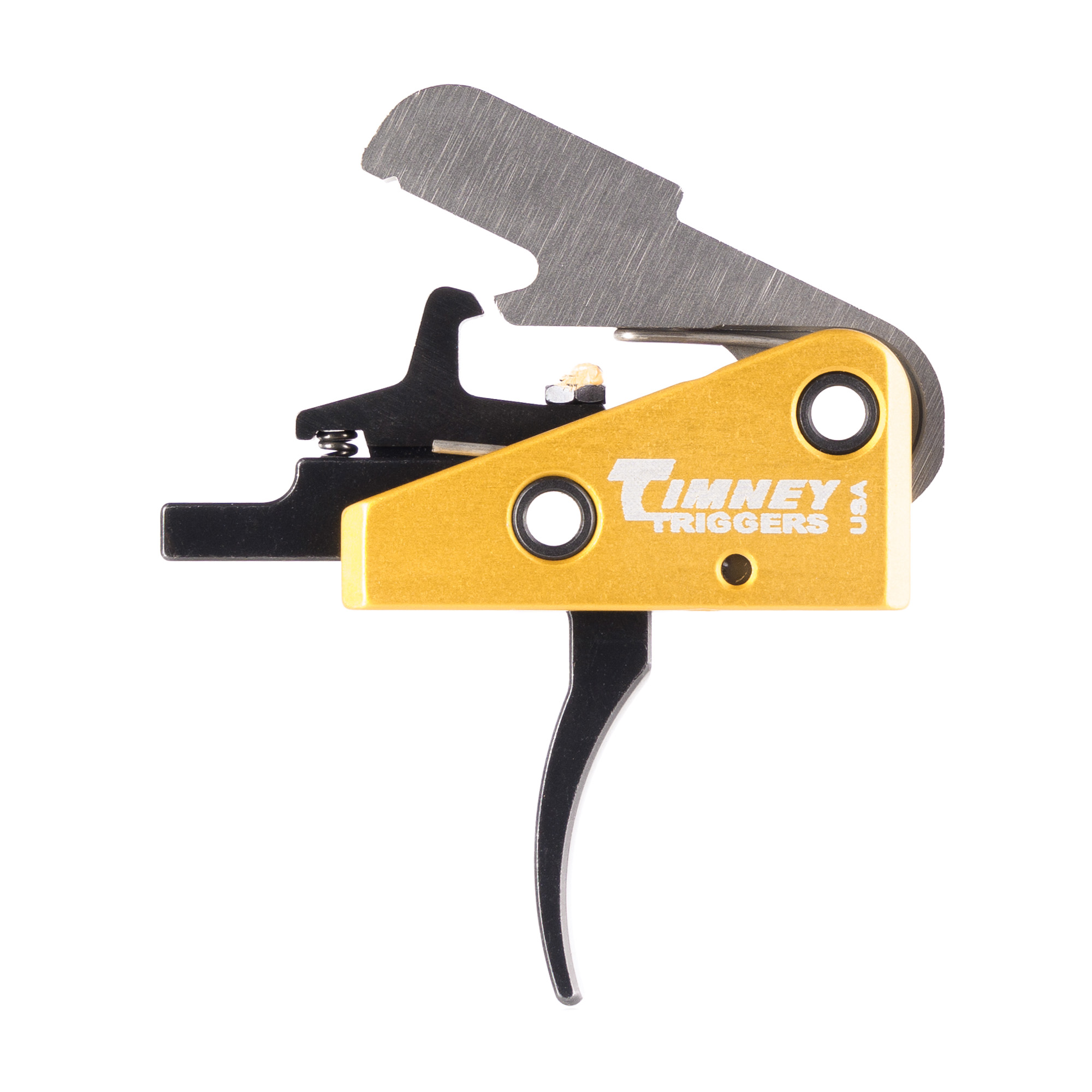 Timney Triggers 667S Competition Trigger Single-Stage Curved Trigger with 3 lbs Draw Weight & Black/Gold Finish for AR-15