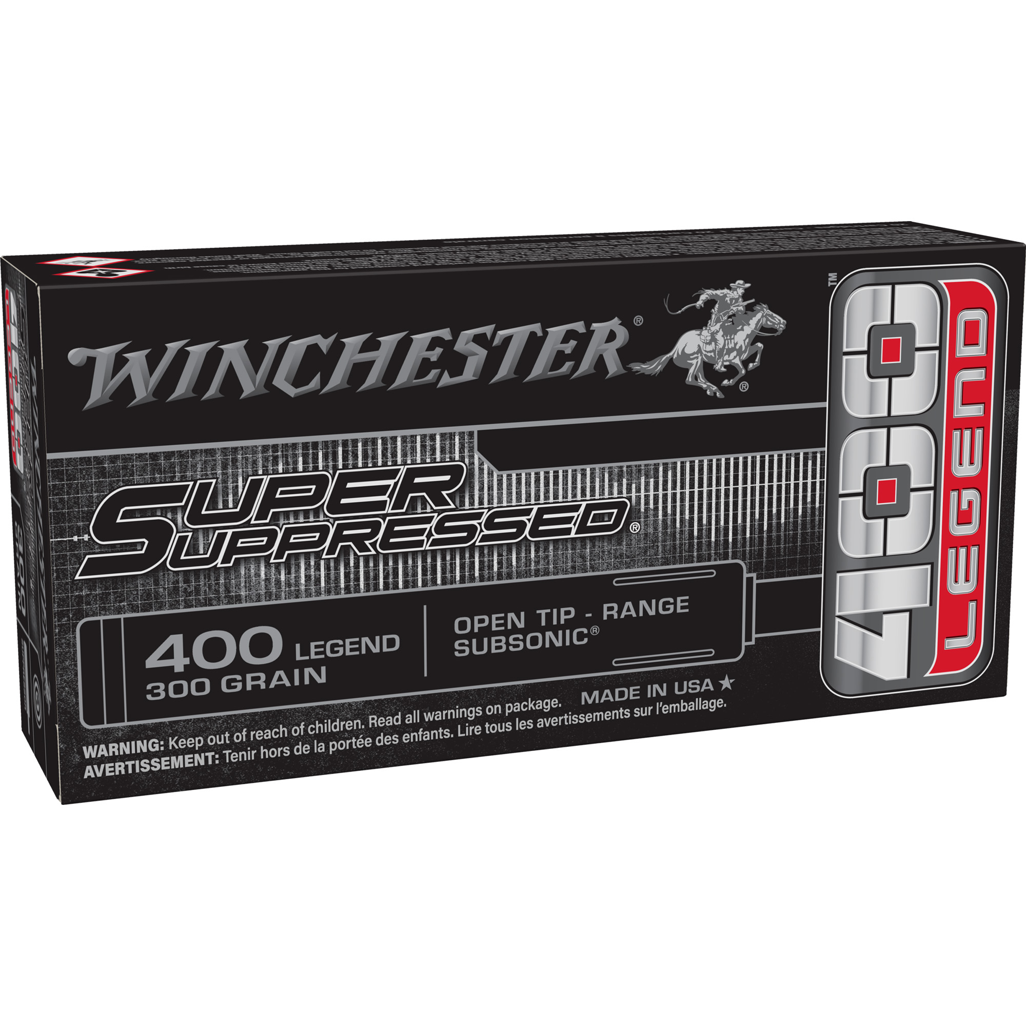 Winchester Ammo SUP400 Super Suppressed 400Legend 300gr Open Tip 20 Per Box/10 Case