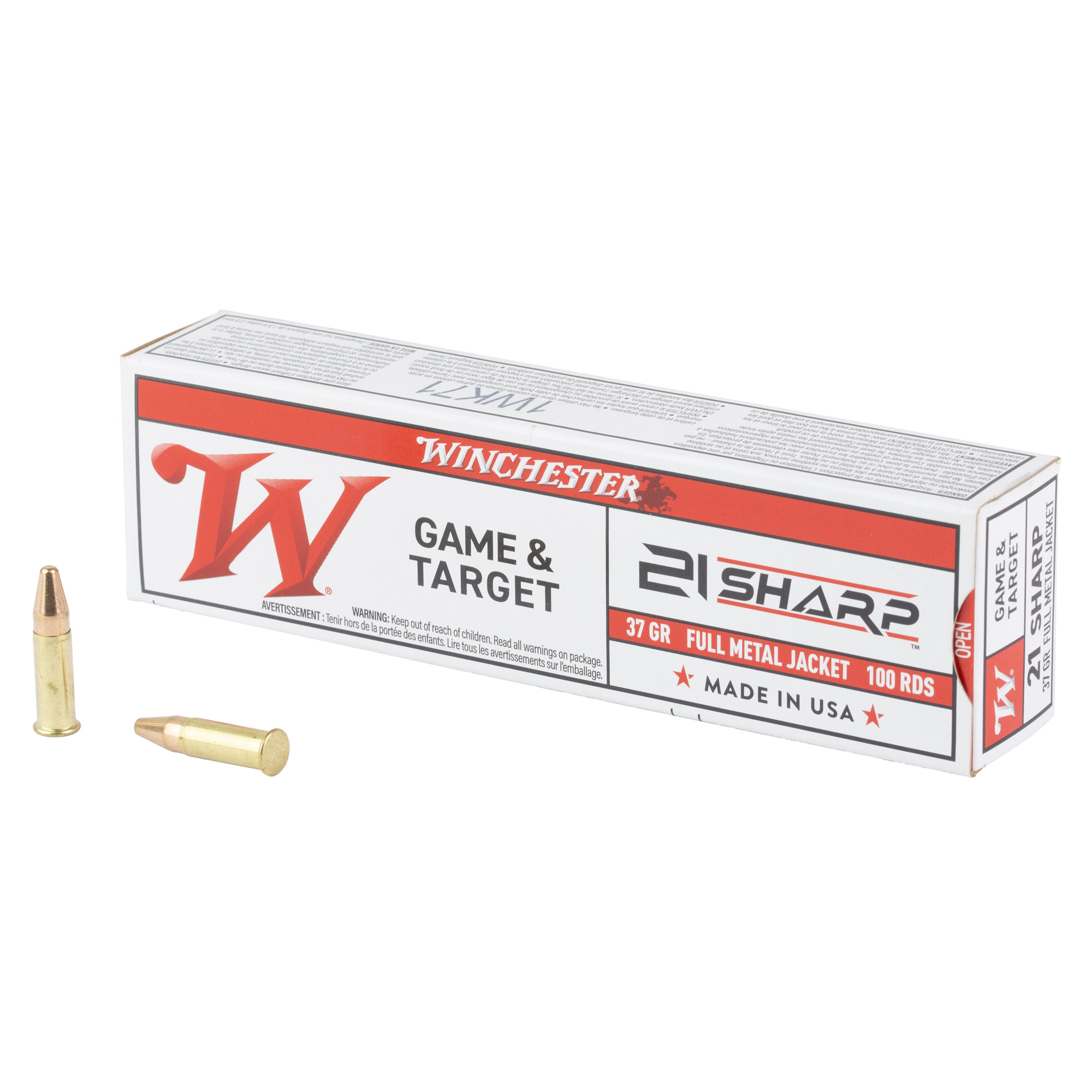 Winchester Ammo USA21 USA 21Sharp 37gr Full Metal Jacket 100 Per Box/20 Case