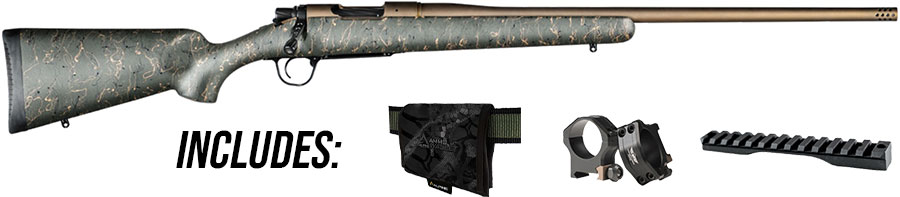 Christensen Arms Mesa Rifle w/Scope Rings, Base, and Ammo Slicker 801-01179-00, 300 Win Mag, 24", Green/Black/Tan