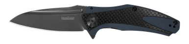 Kershaw Natrix Flipper Knife - 3.25" Drop Point Blade, Blue/Gray G10 Handles with Carbon Fiber Overlays - 7007CF