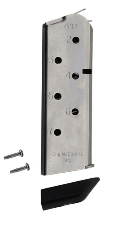 Chip McCormick Magazine Colt Officer 45 ACP, Stainless, 7rd