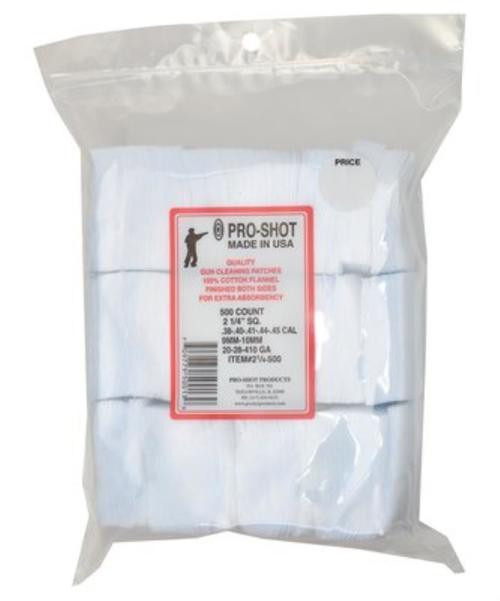 Pro-Shot Cotton Flannel Patches, .38-.45 Caliber / 20-.410 Gauge, 2.25"