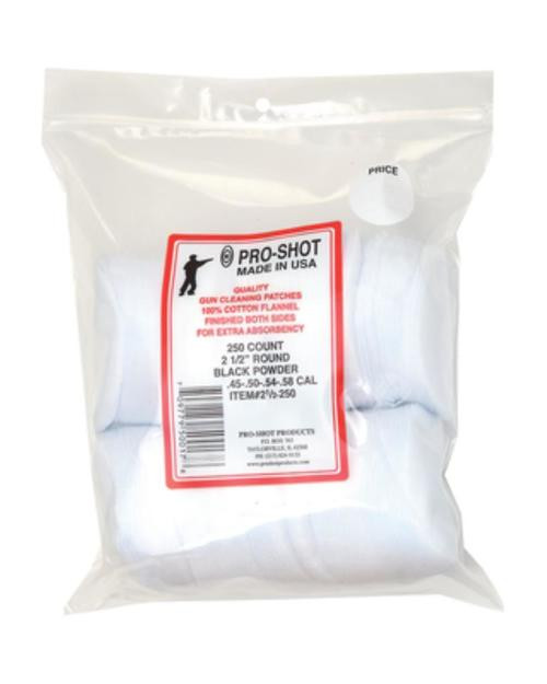 Pro-Shot Products Patch, 2.5", For 45-58 Caliber, 250 Pack