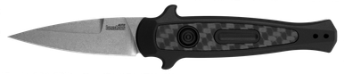 Kershaw Launch 12 AUTO Folding Knife - 2.5" Stonewashed CPM-154 Spear Point Blade, Black Anodized Aluminum Handles w/ Carbon Fiber Inlay
