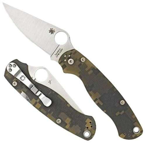 Spyderco Para-Military2 Folder 3.4" CPMS30V Flat Ground Plain G10 Camo