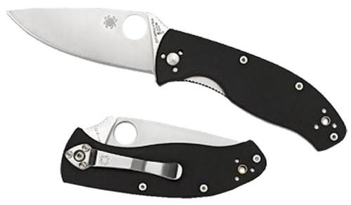 Spyderco G-10 Folder 8C13MoV Satin Drop Point Blade Black G-10