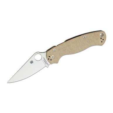 Spyderco Paramilitary 2 Folding Knife 3.47" Plain Blade Brown Canvas