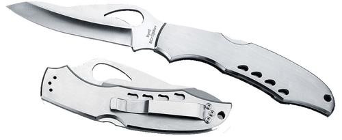Spyderco Byrd Cara Cara Folder SS Drop Point Plain Edge Blade SS