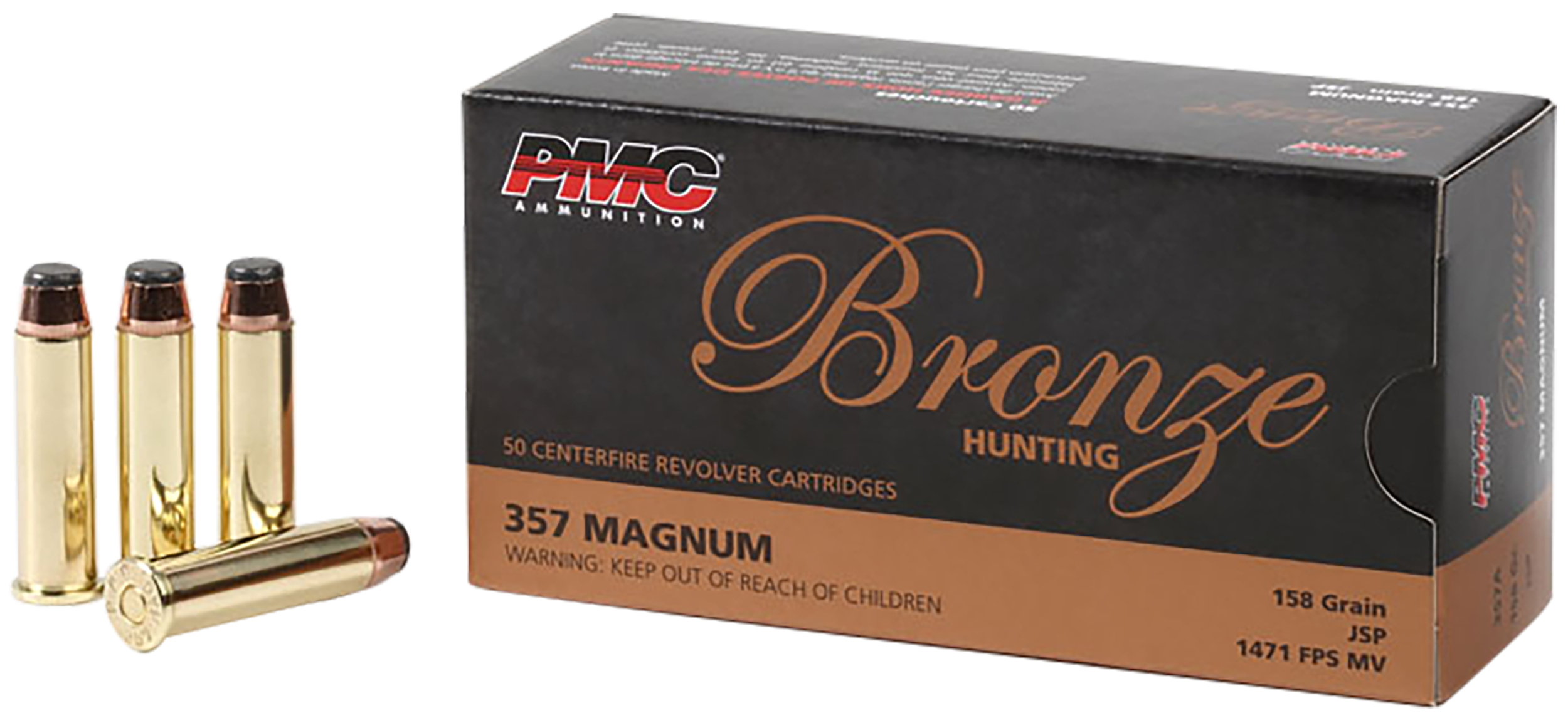 PMC 357A Bronze 357 Mag 158gr Jacketed Soft Point 50 Bx/20 Cs - Box or Case