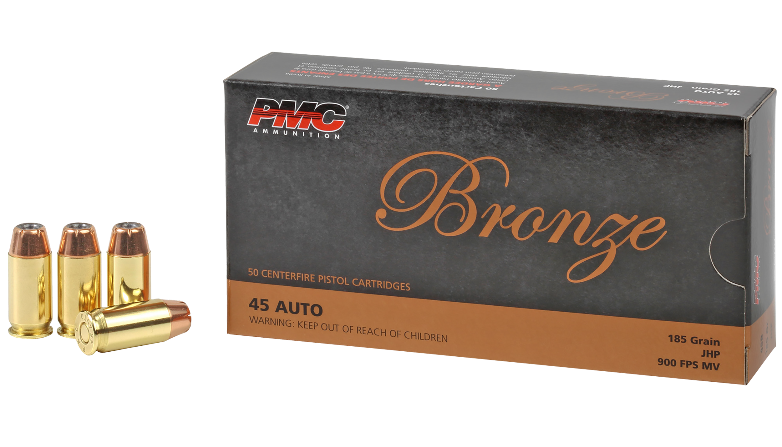 PMC 45B Bronze 45 ACP 185 gr JHP 50 Bx/20 Cs - Box or Case