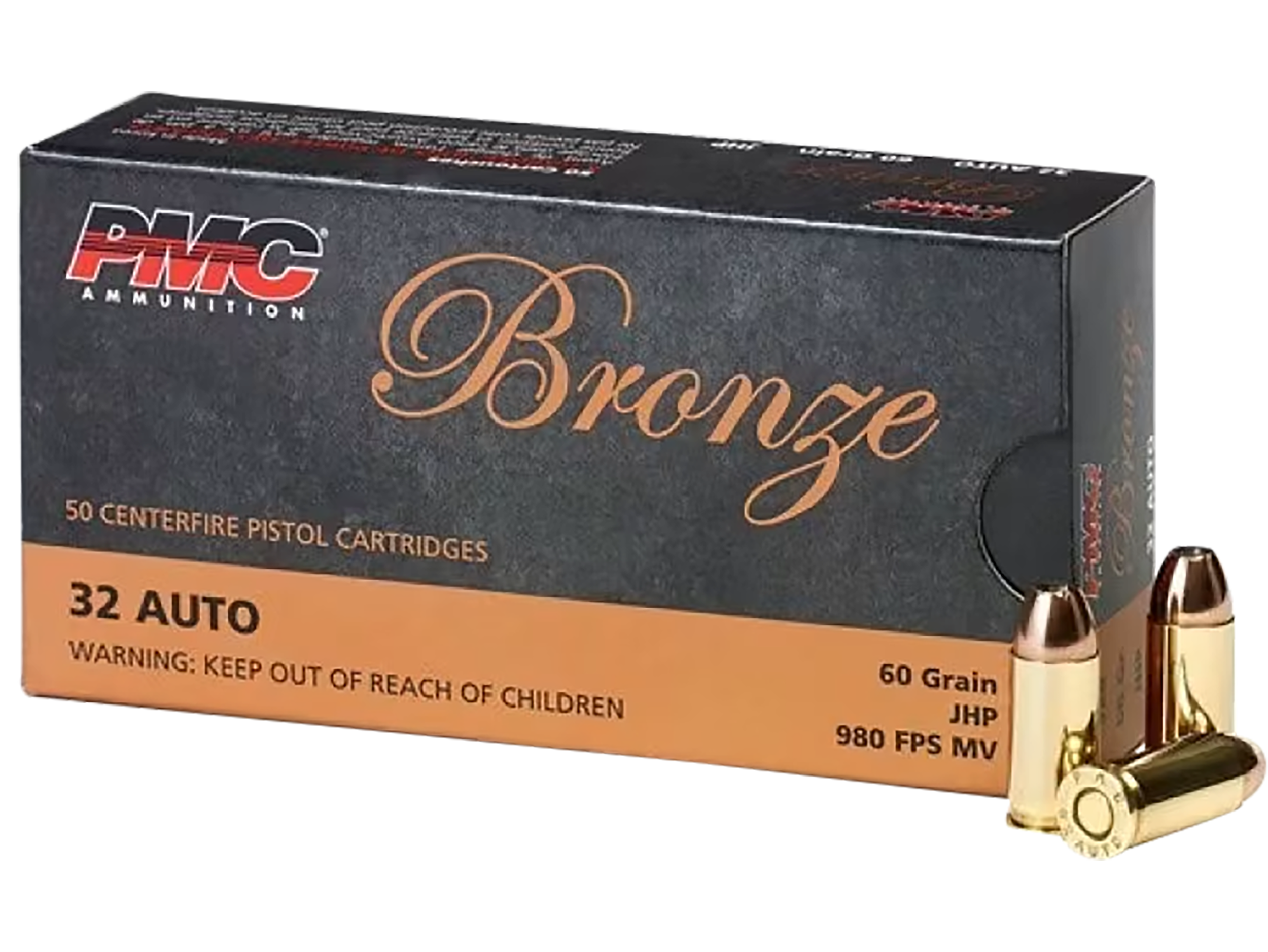 PMC 32B Bronze 32 ACP 60gr Jacketed Hollow Point (JHP) 50 Bx/20 Cs - Box or Case