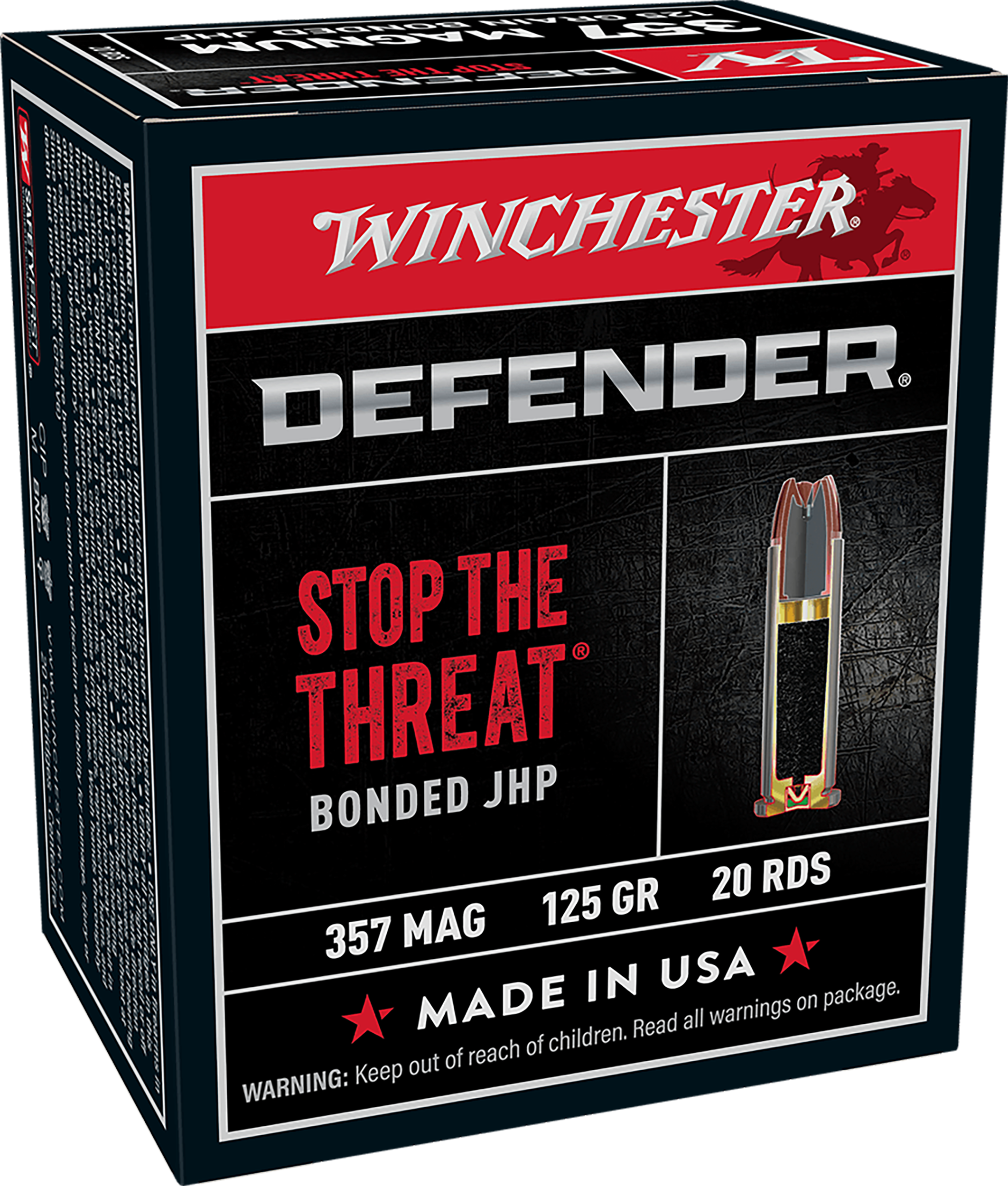 Winchester Ammo Defender 357 Mag 125gr Bonded Jacket Hollow Point 20 Rd - Box or Case