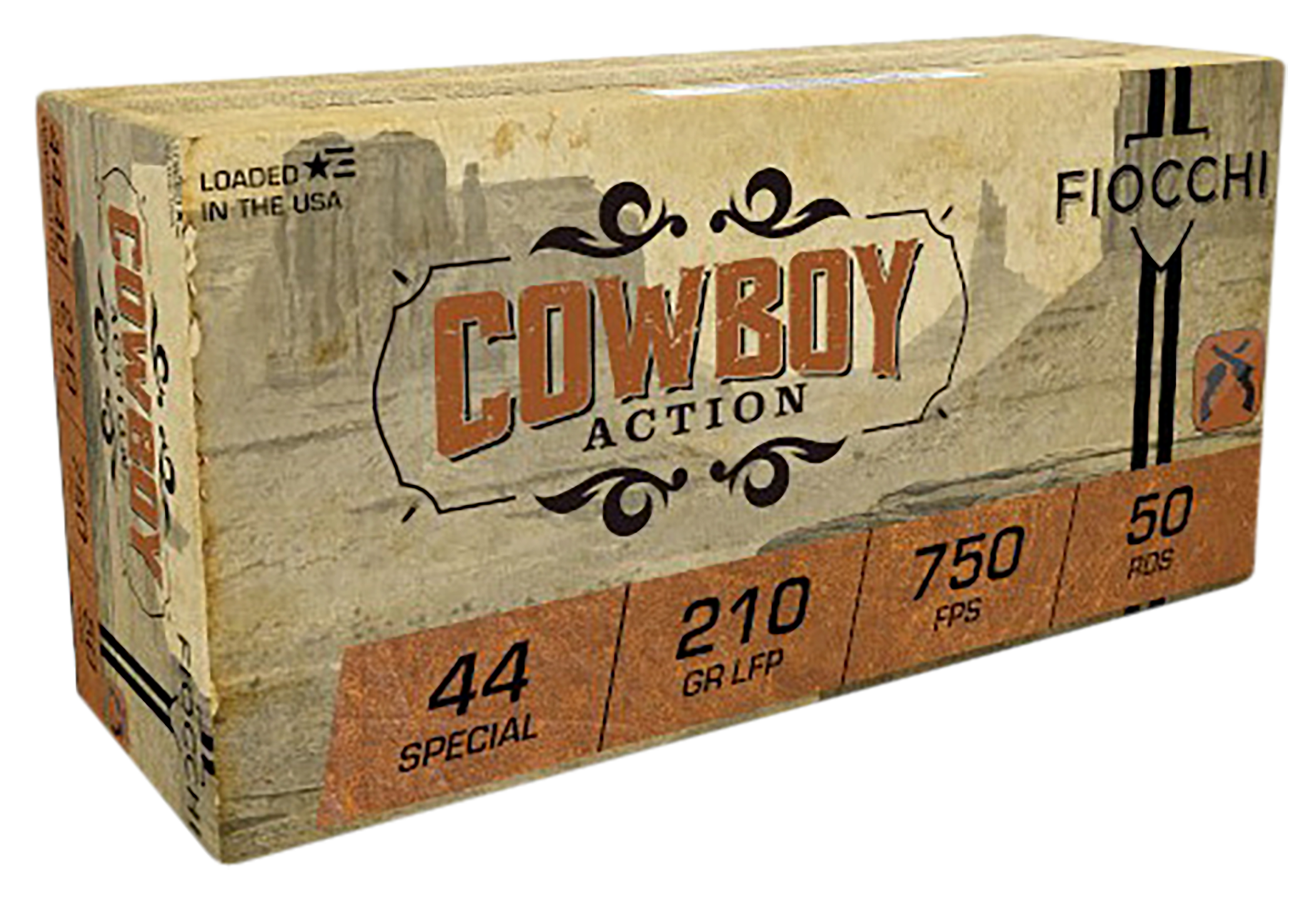 Fiocchi Cowboy Action 44 S&W Special 210gr Lead Flat Point 50/Box - Box or Case