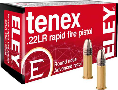 Eley 22 Long Rifle Ammunition Rapid Fire Pistol ELEY130 40 Grain Round Nose Advanced Recoil 50 Rounds