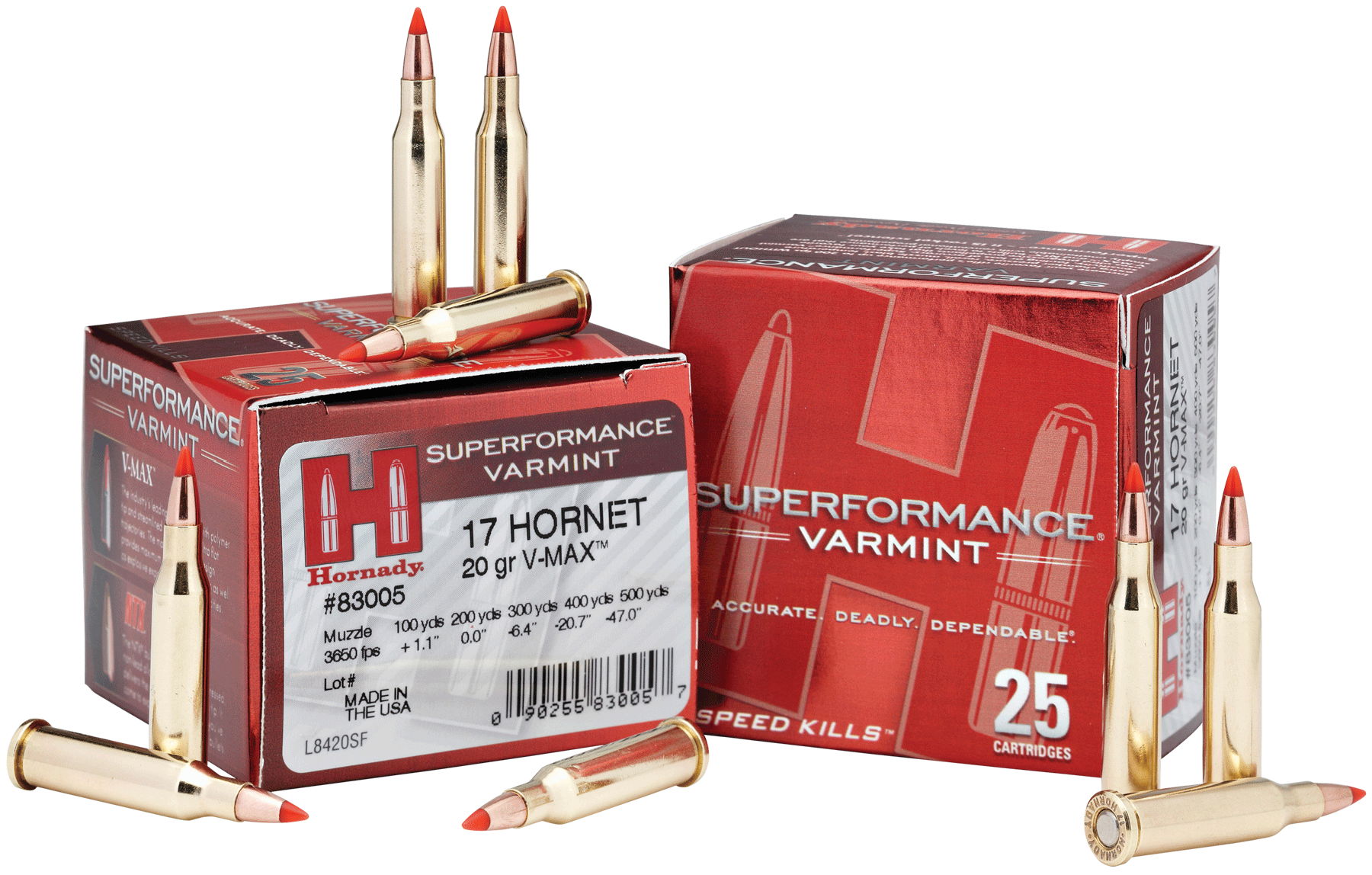 Hornady Superformance Varmint 17 Hornet 20gr V-Max - Box or Case