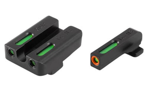 TruGlo TFX Pro Front/Rear Fiber Optic Sight, Green, Orange Outline, For Springfield XD
