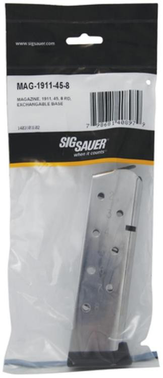 Sig Sauer 1911 Magazine 45 ACP 8 RD Exchangable Base