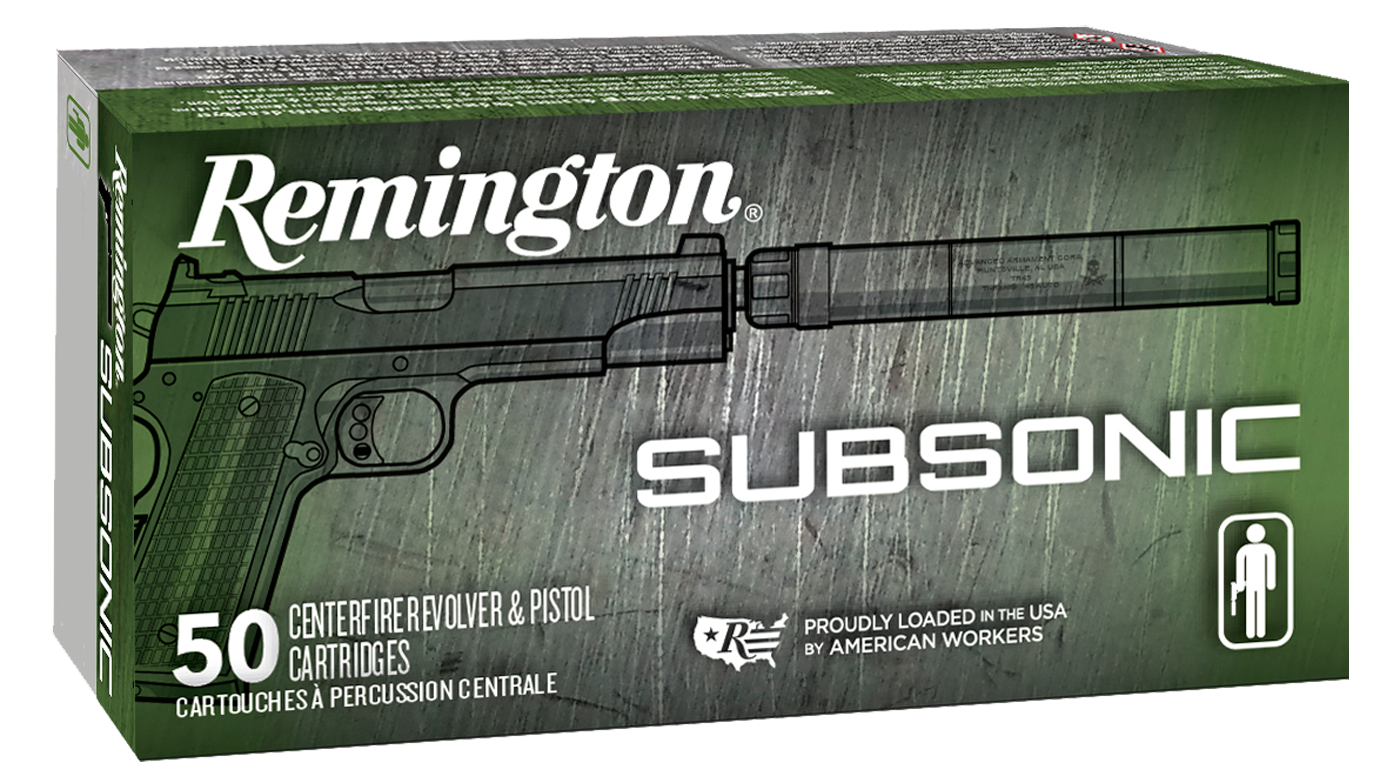Remington Subsonic Pistol Ammunition 28428, 45 ACP, Flat Nose Enclosed Base, 230 gr, 50 Rd/Bx