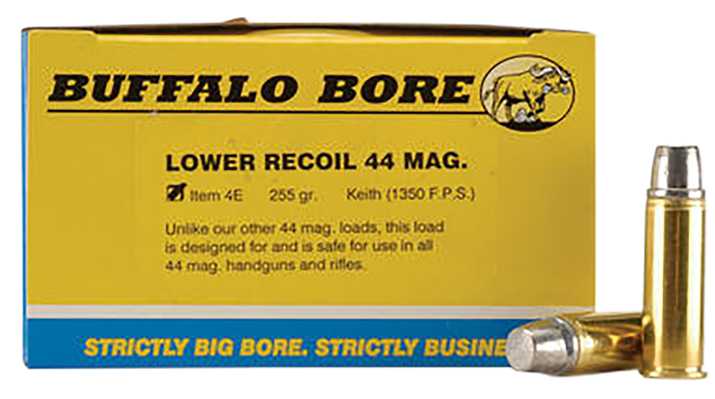 Buffalo Bore Ammunition 4E20 Low Recoil Strictly Business .44 Rem Mag 255gr Hard Cast 20 Rd Box - Box or Case