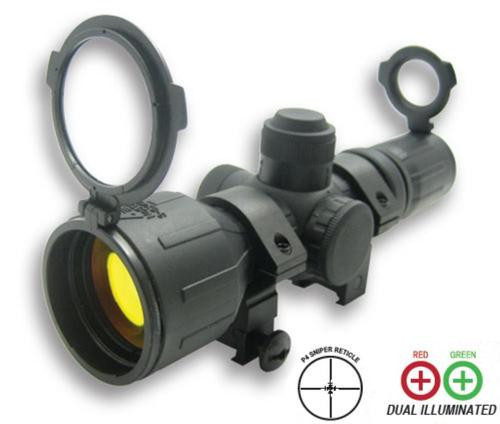 NcSTAR Compact Rubber Tactical Scope, Red/Green Dual Illuminated P4 Sniper Reticle, 3-9 x 42mm