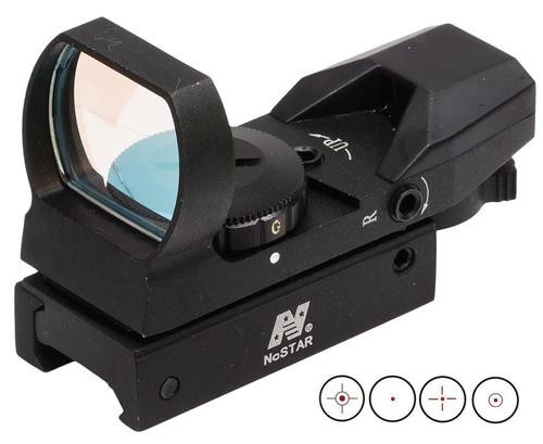NCStar Red-Dot 1x24x34mm Obj Unlimited Relief & FOV, Red/Green, 3MOA Dot, 4 Reticle, Black