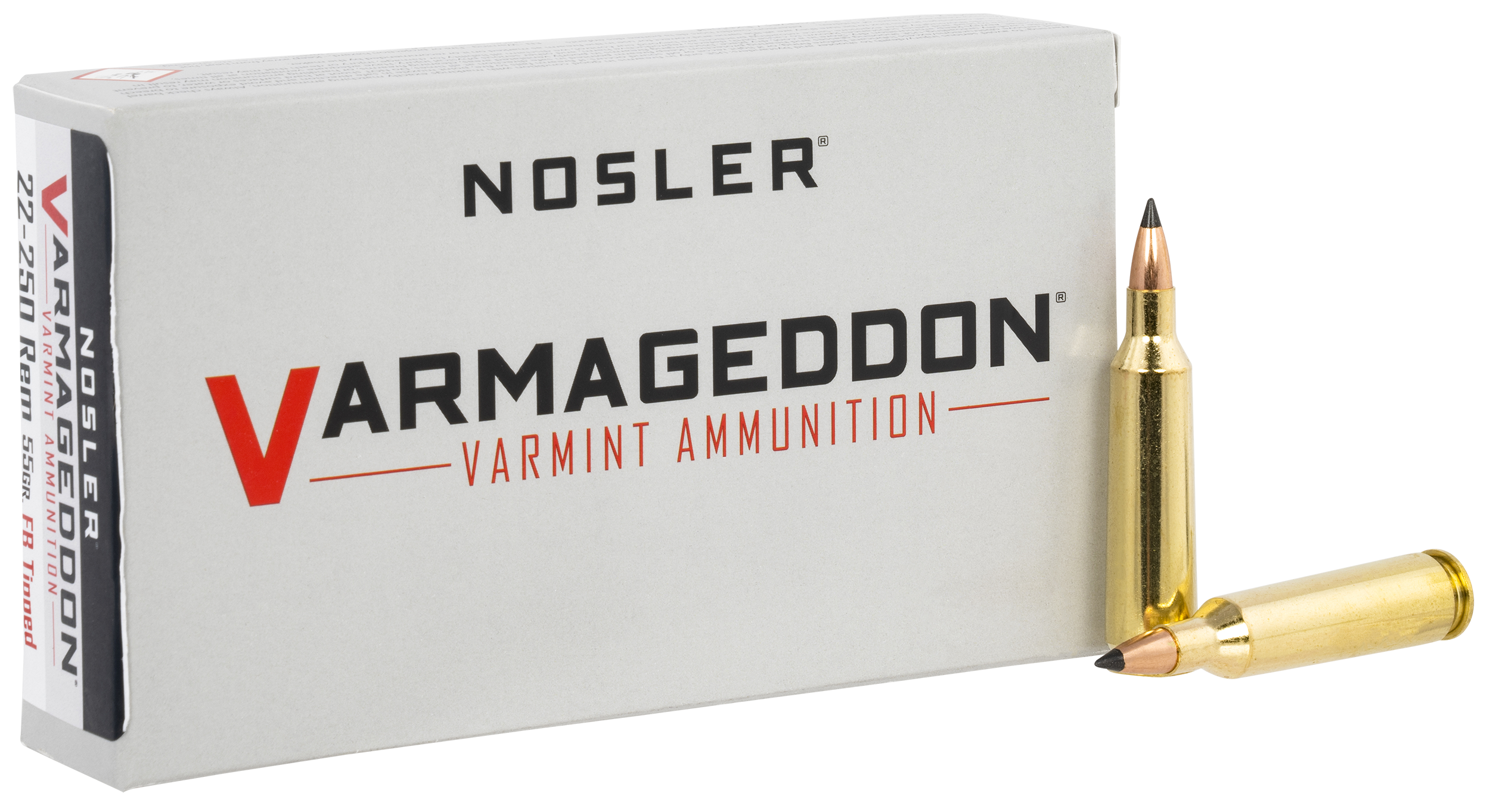 Nosler Varmageddon 22-250 Rem 55gr Flat Base Tipped 20-Rd/Box - Box or Case