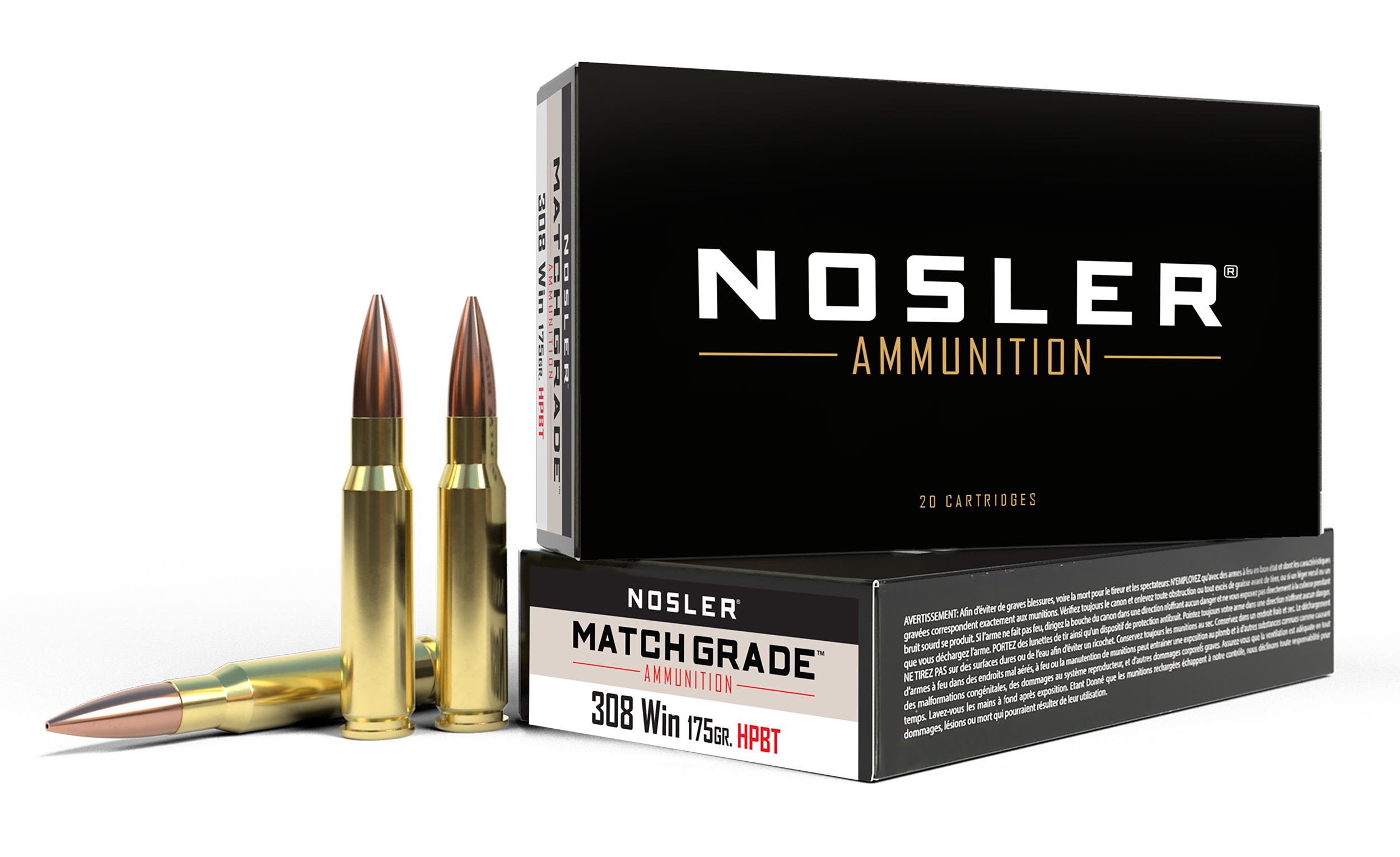 Nosler Match Grade 308 Win 175gr Custom Competition HPBT 20-Rd/Box - Box or Case