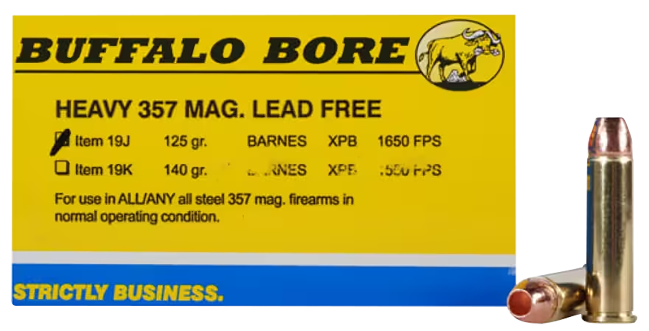 Buffalo Bore Ammunition Buffalo-Barnes Strictly Business 357 Mag 125gr Barnes VOR-TX XPB Lead-Free 20 Rd Box - Box or Case