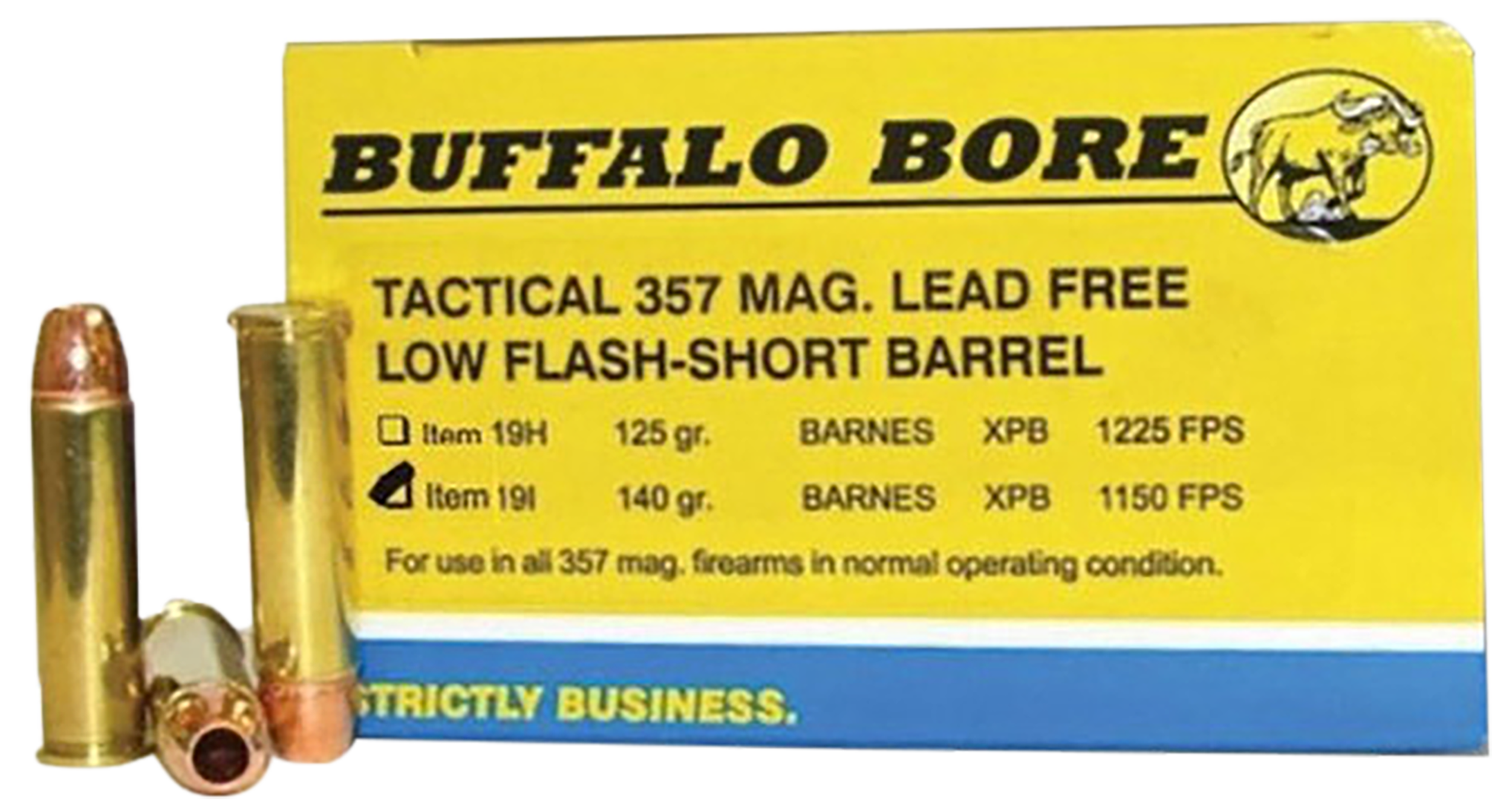 Buffalo Bore Ammunition 19I20 Buffalo-Barnes Strictly Business 357 Mag 140gr Barnes VOR-TX XPB Lead-Free 20 Rd Box - Box or Case