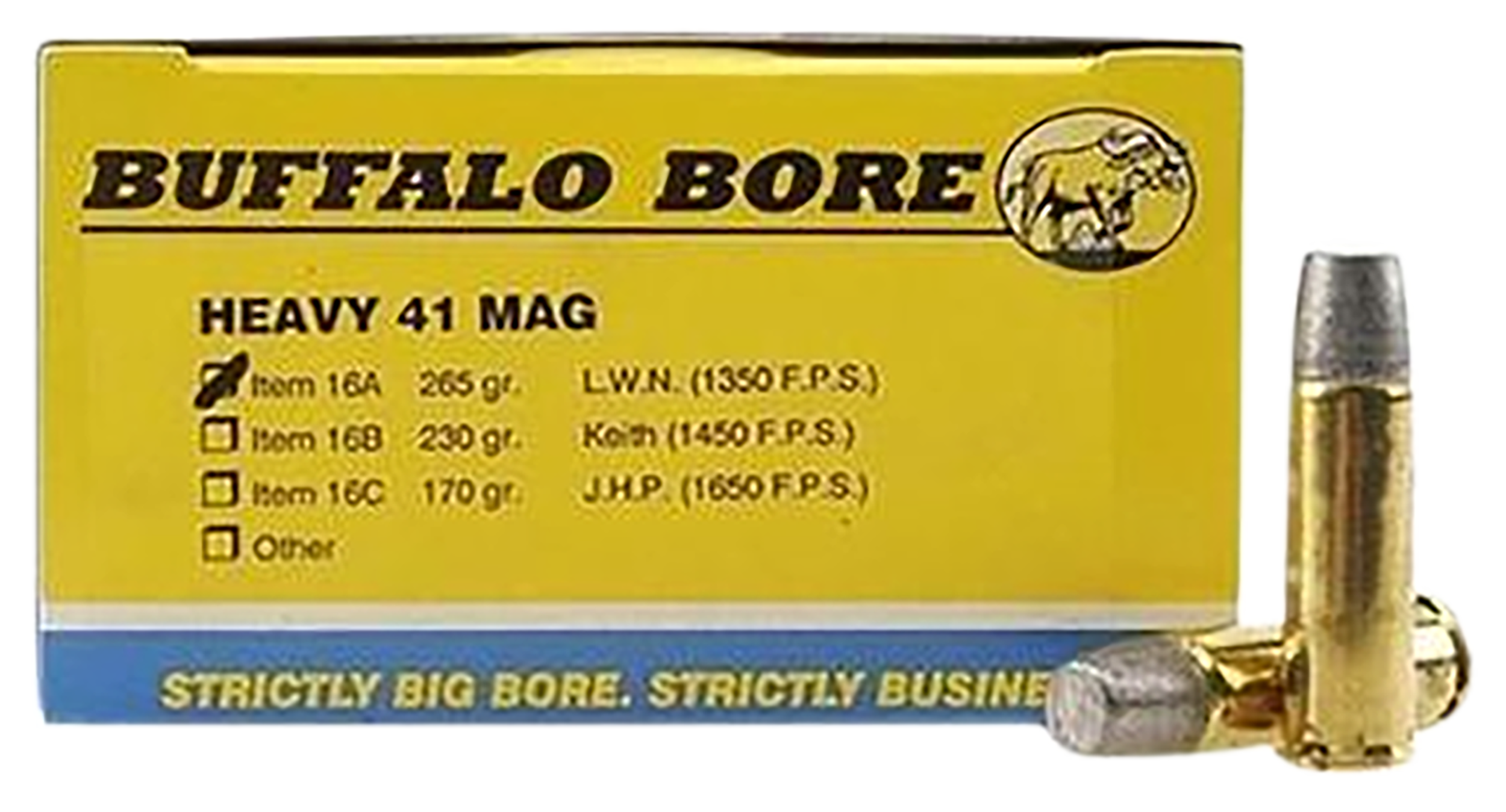 Buffalo Bore Ammunition Strictly Business Heavy 41 Rem Mag 265gr Hard Cast Lead 20 Rd Box - Box or Case