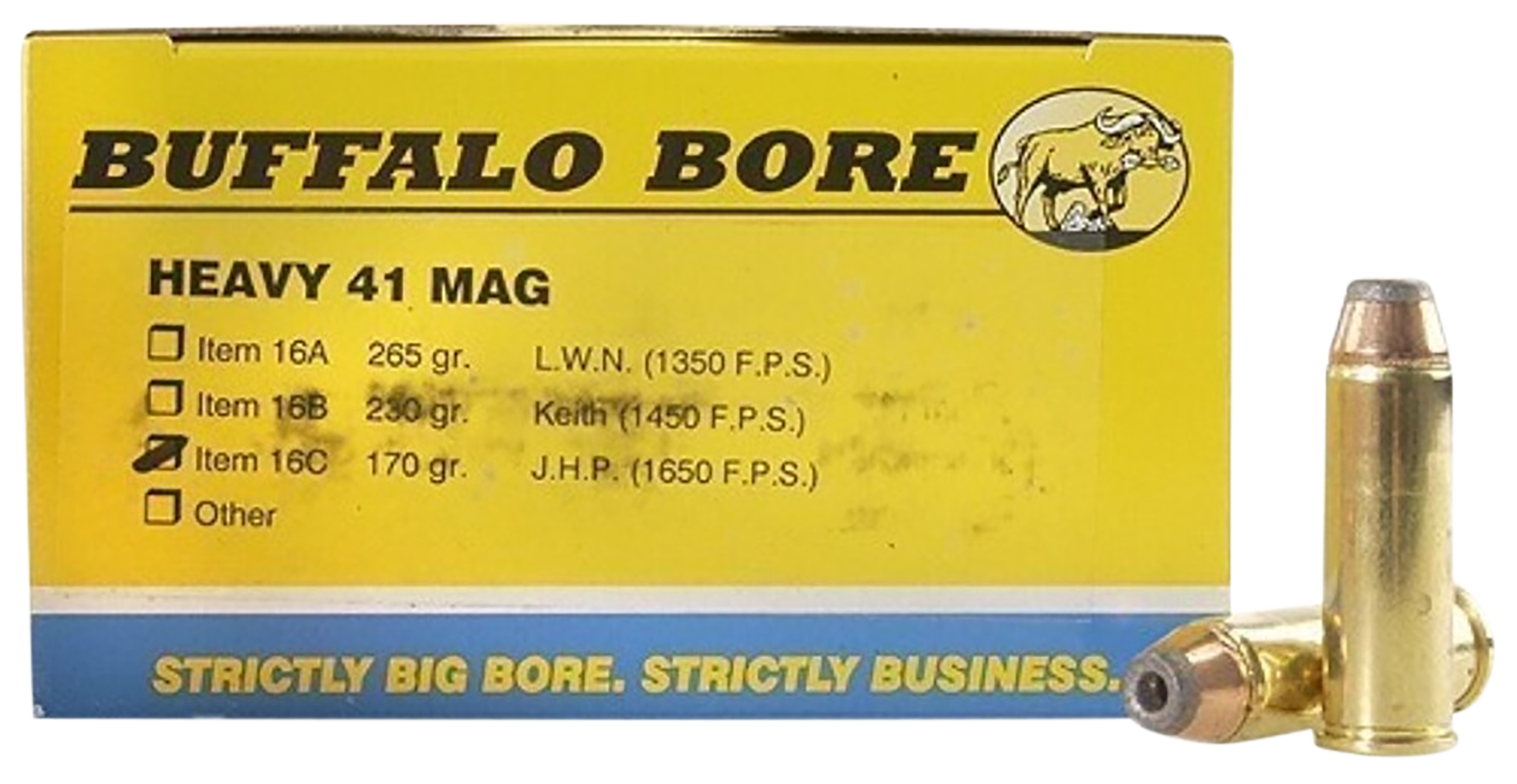Buffalo Bore Ammunition 16C20 Heavy Strictly Business 41 Rem Mag 170 gr Jacketed Hollow Point 20 Rd Box - Box or Case