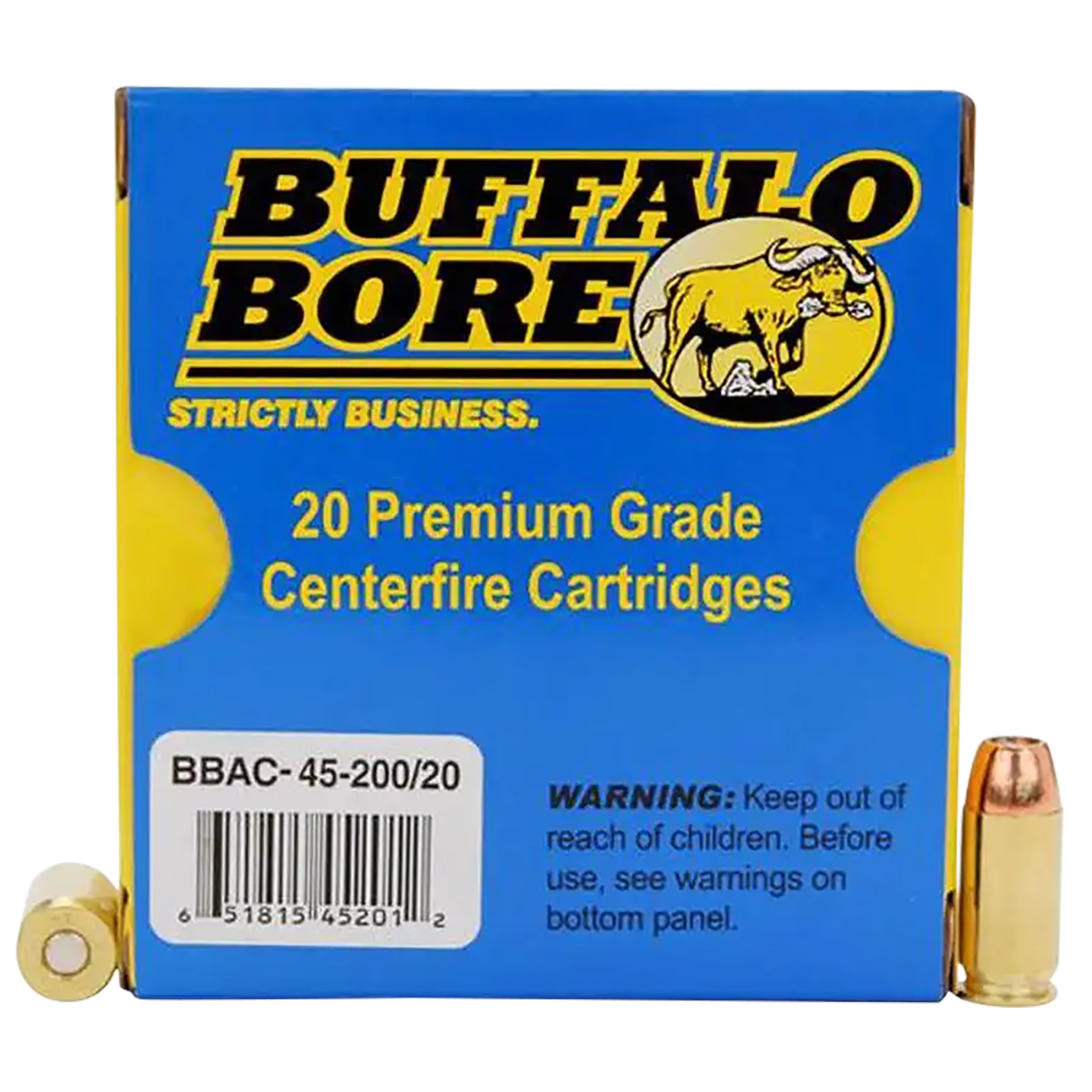 Buffalo Bore Ammunition Personal Defense Strictly Business 45 ACP +P 200gr Jacketed Hollow Point 20 Rd Box - Box or Case