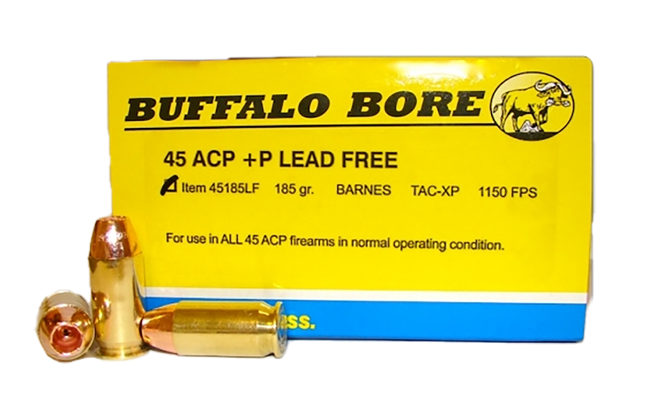 Buffalo Bore Ammunition Strictly Business 45 ACP +P 185gr Barnes TAC-XP Lead Free 20 Rd Box - Box or Case