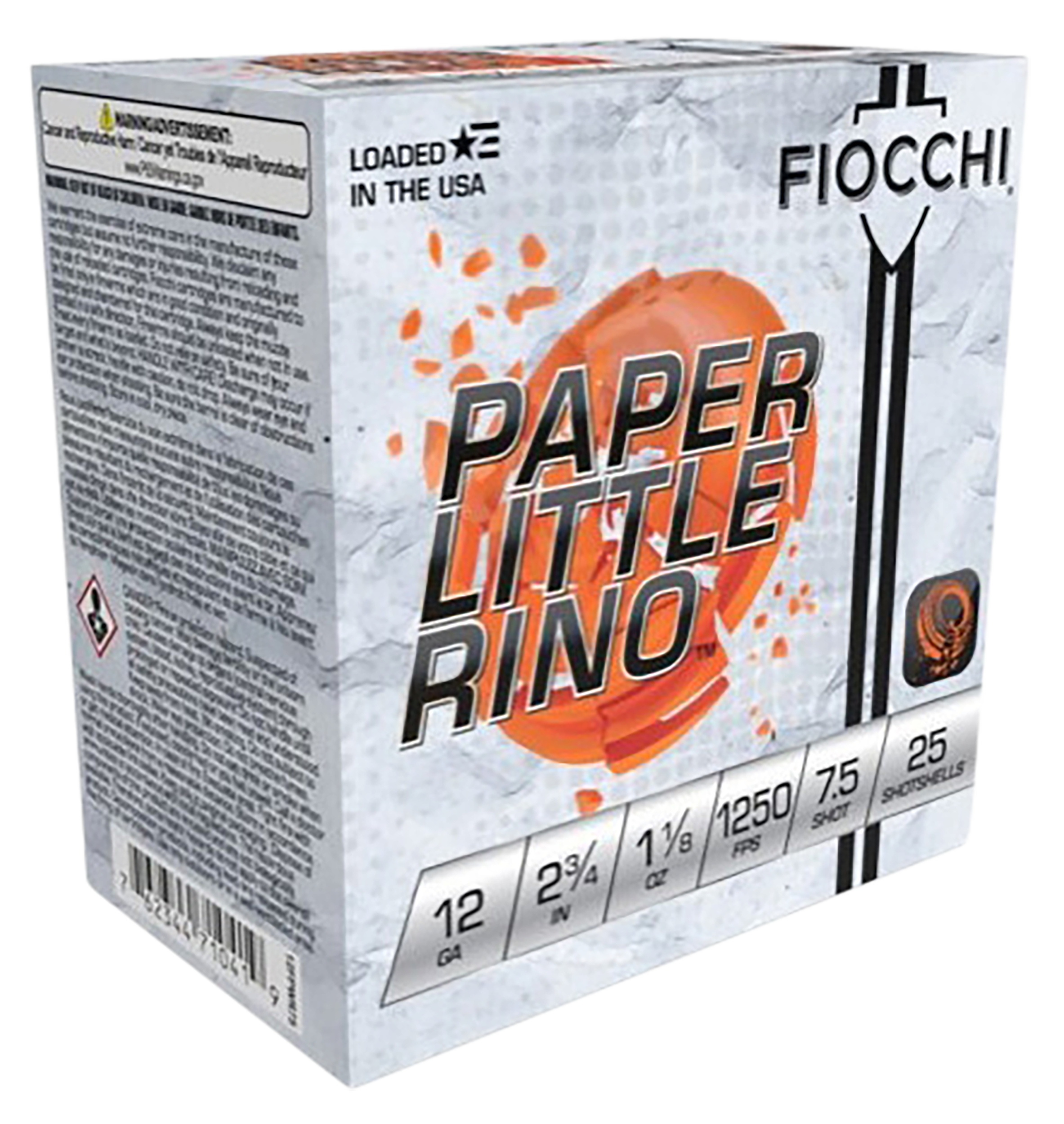 Fiocchi Paper Little Rino Extrema 12 Gauge 2.75" 1 1/8 oz 7.5 Shot - Box or Case