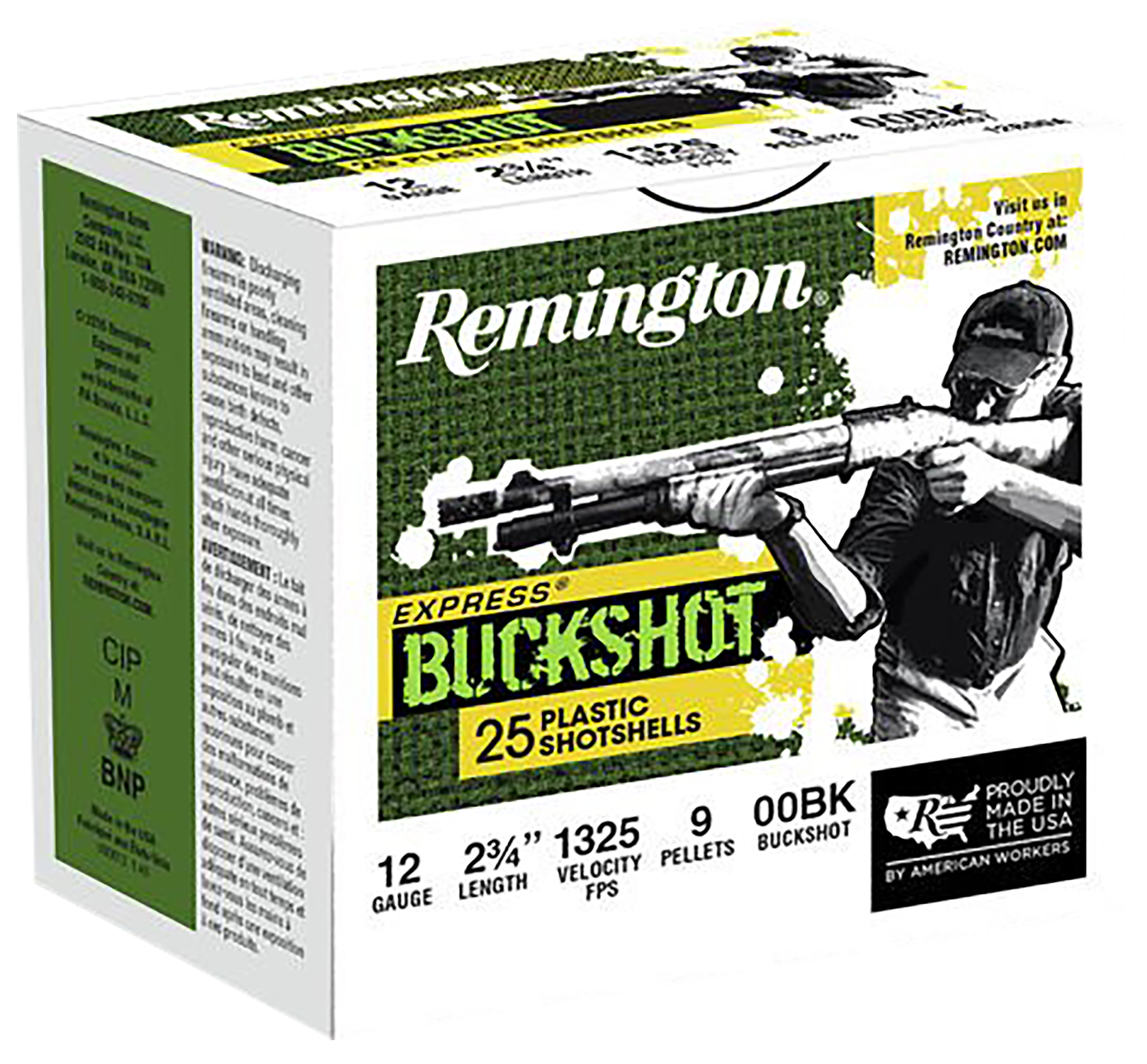 Remington Ammunition Express Buckshot 12 Gauge 2.75" 00 Buck 9 Pellet 25 Rd - Box or Case