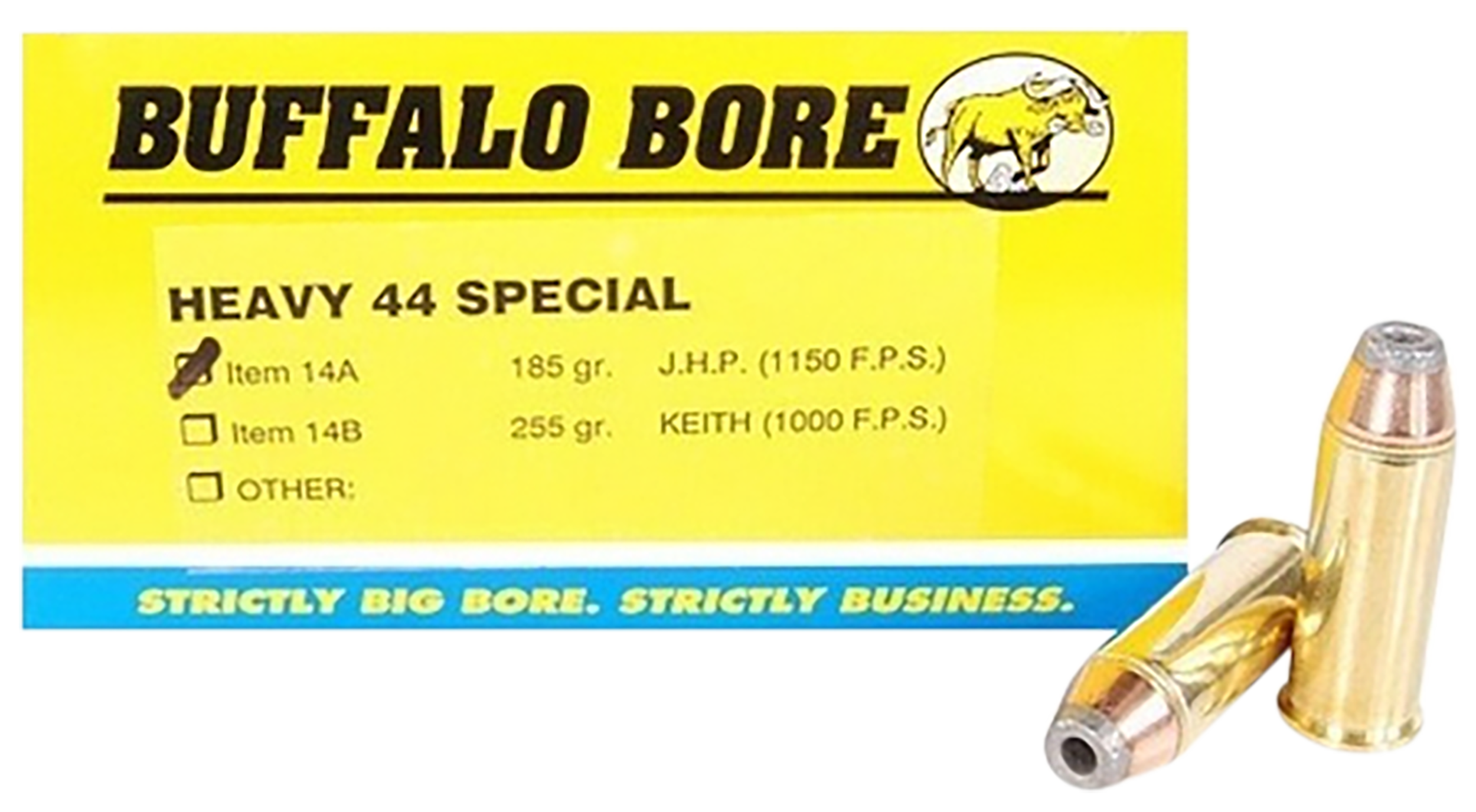 Buffalo Bore Ammunition 14A20 Heavy Strictly Business 44 S&W Special 180gr Jacketed Hollow Point 20 Rd Box - Box or Case