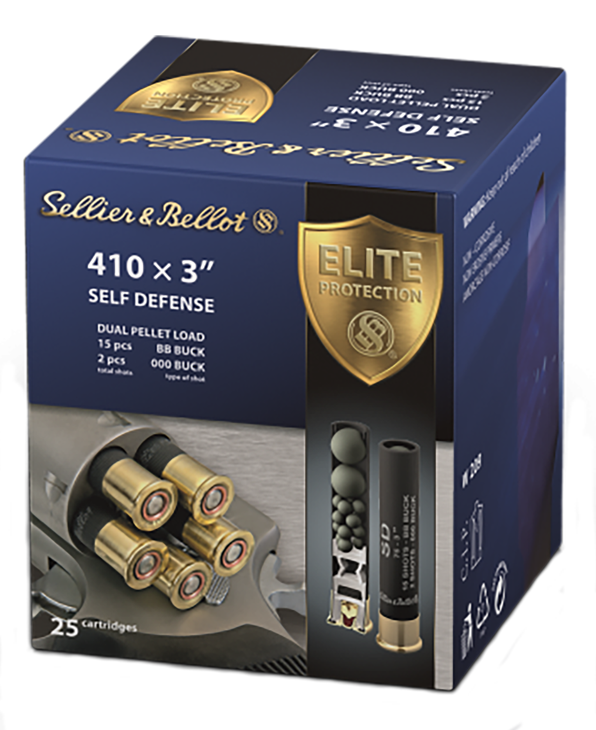 Sellier & Bellot Self Defense 410 Gauge 3" 11/16 oz 000 Buck 15 Pellet Buckshot - Box or Case